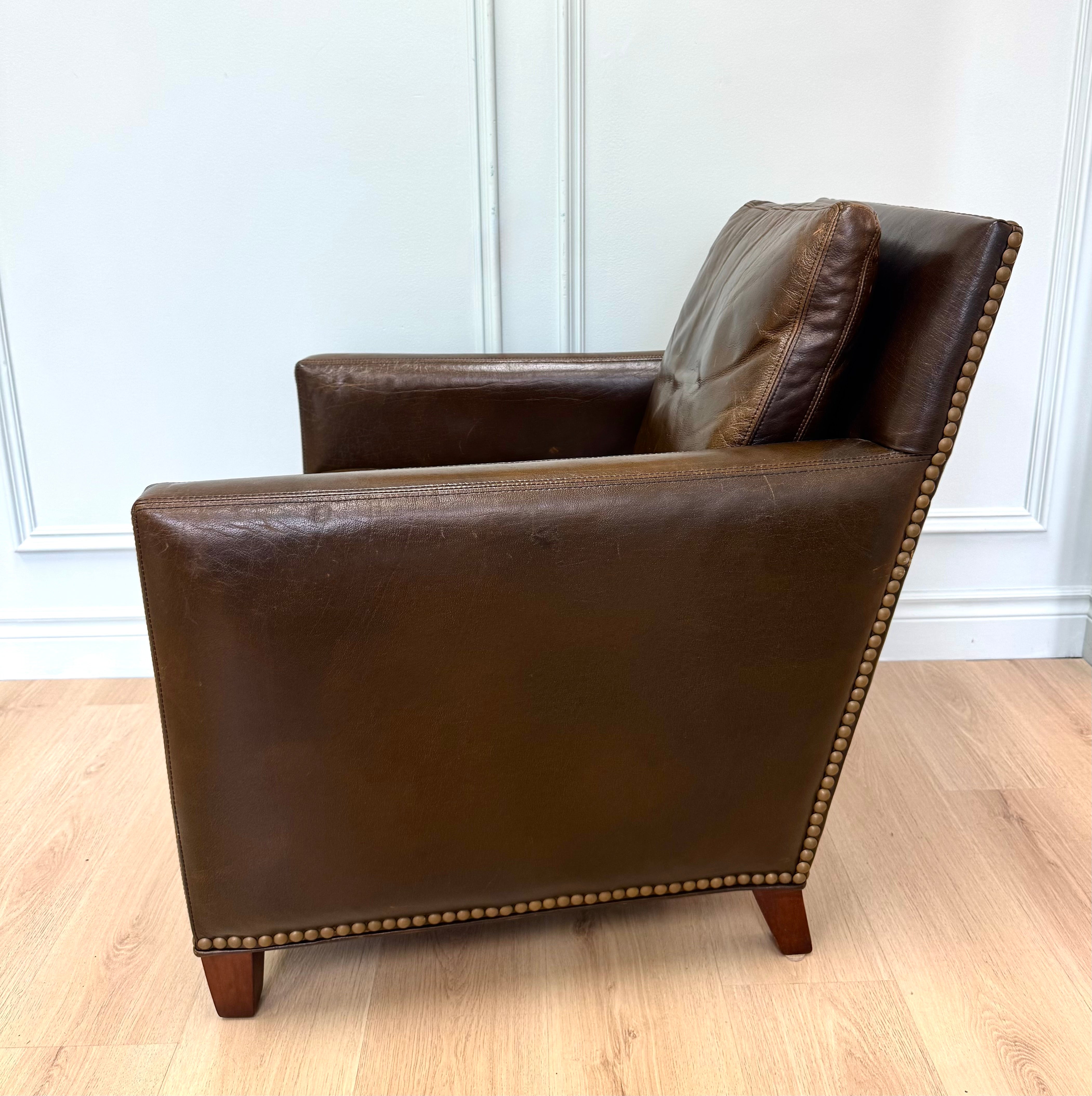 ELTE Burnished Brown Leather Chair