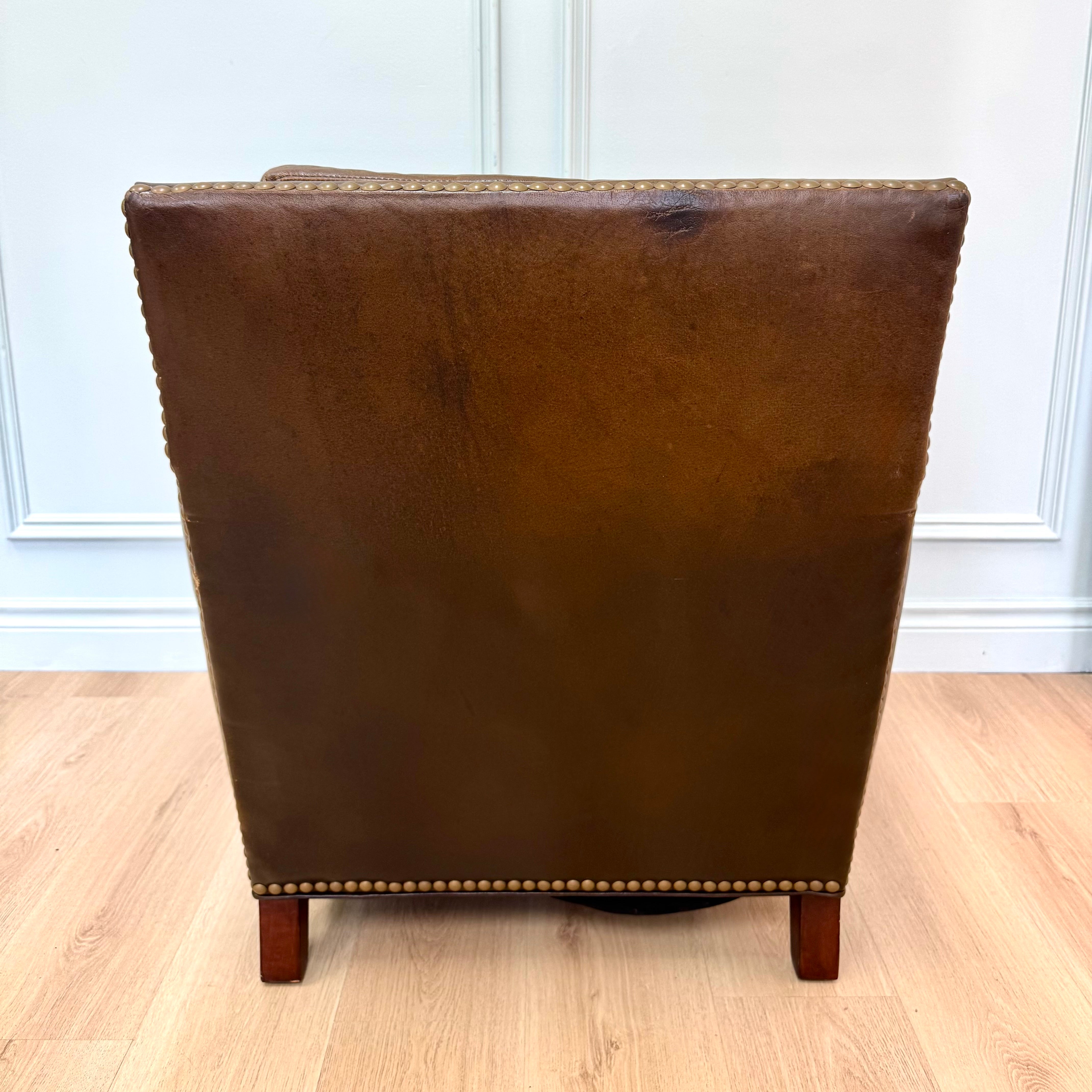 ELTE Burnished Brown Leather Chair
