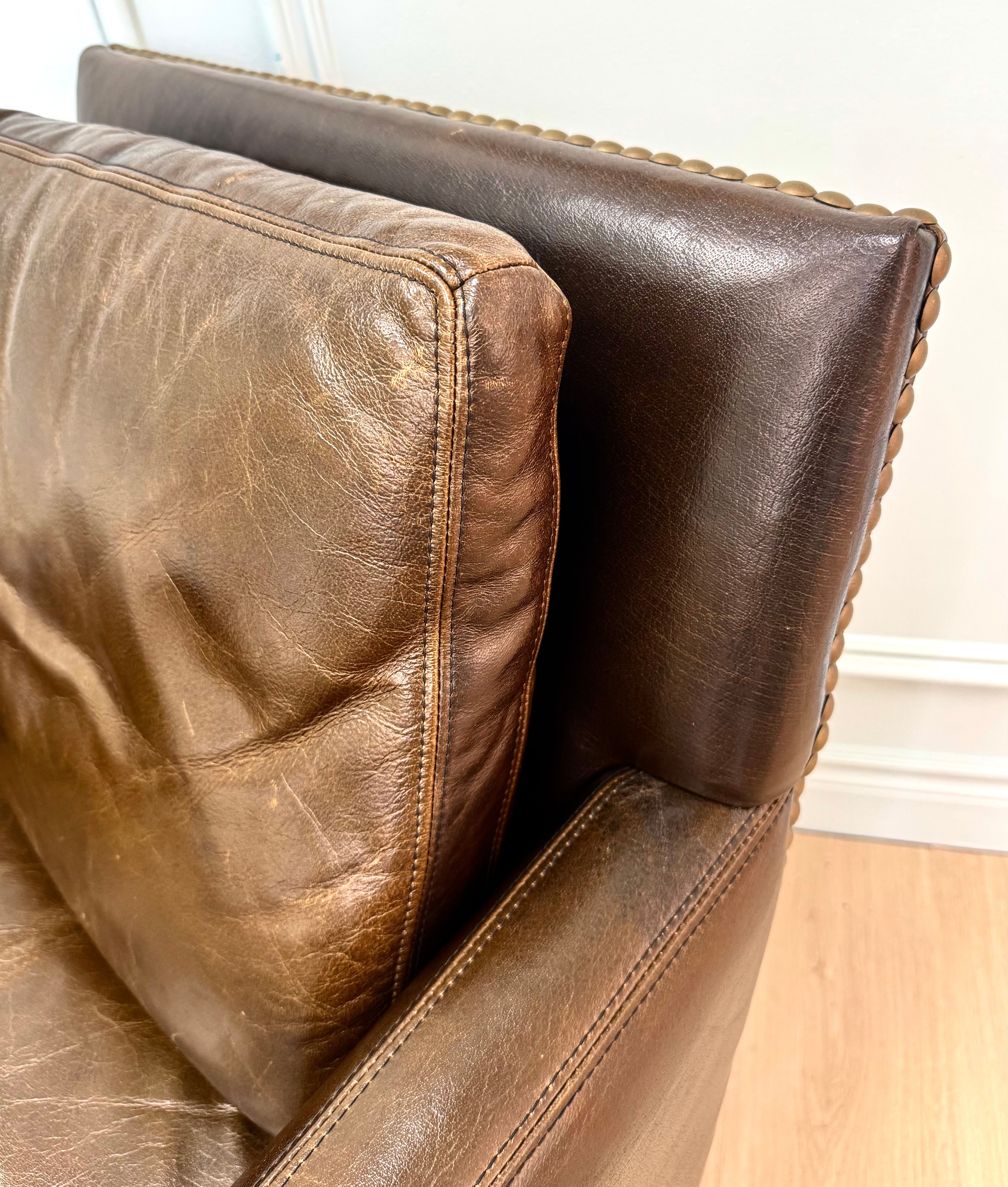 ELTE Burnished Brown Leather Chair
