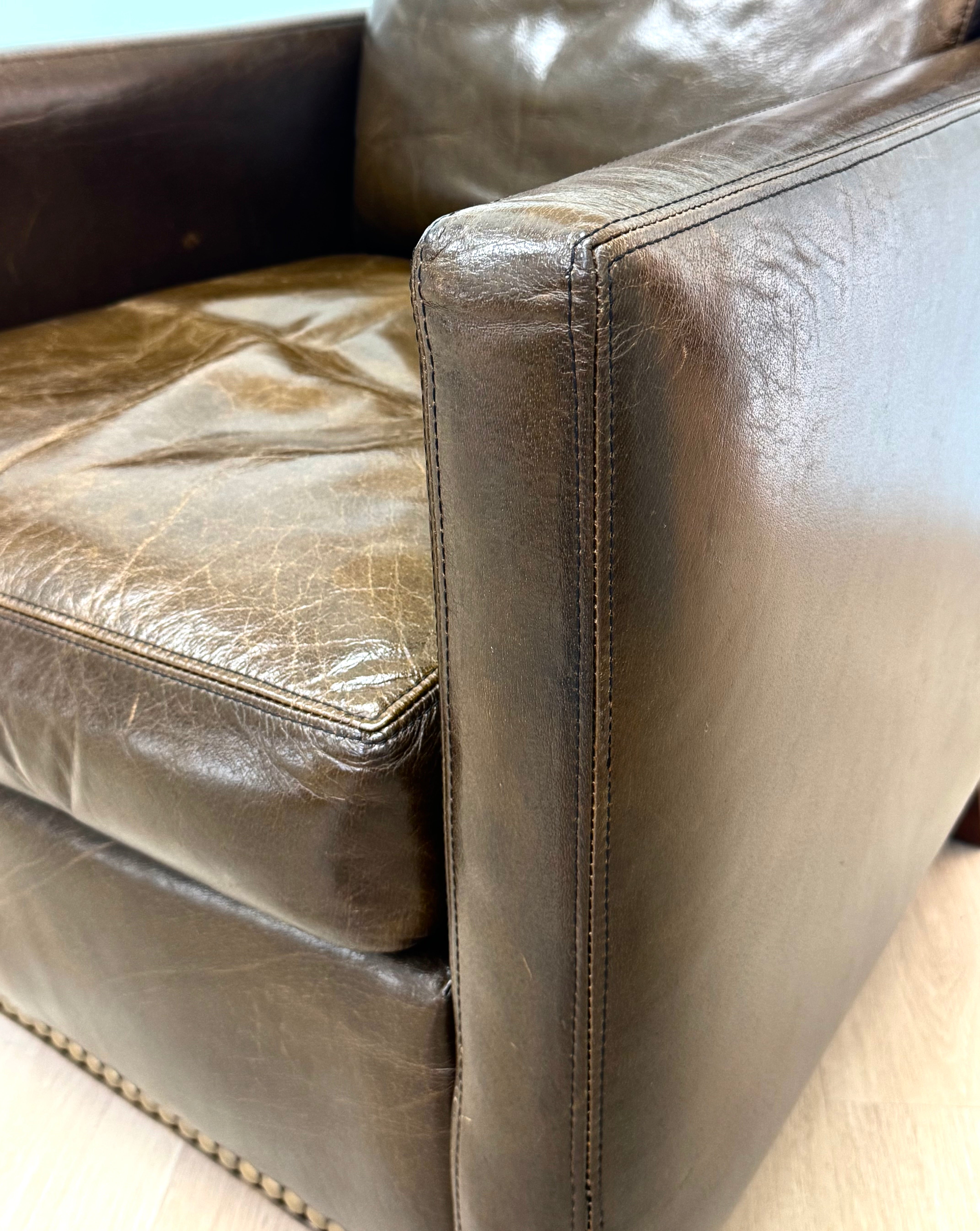 ELTE Burnished Brown Leather Chair