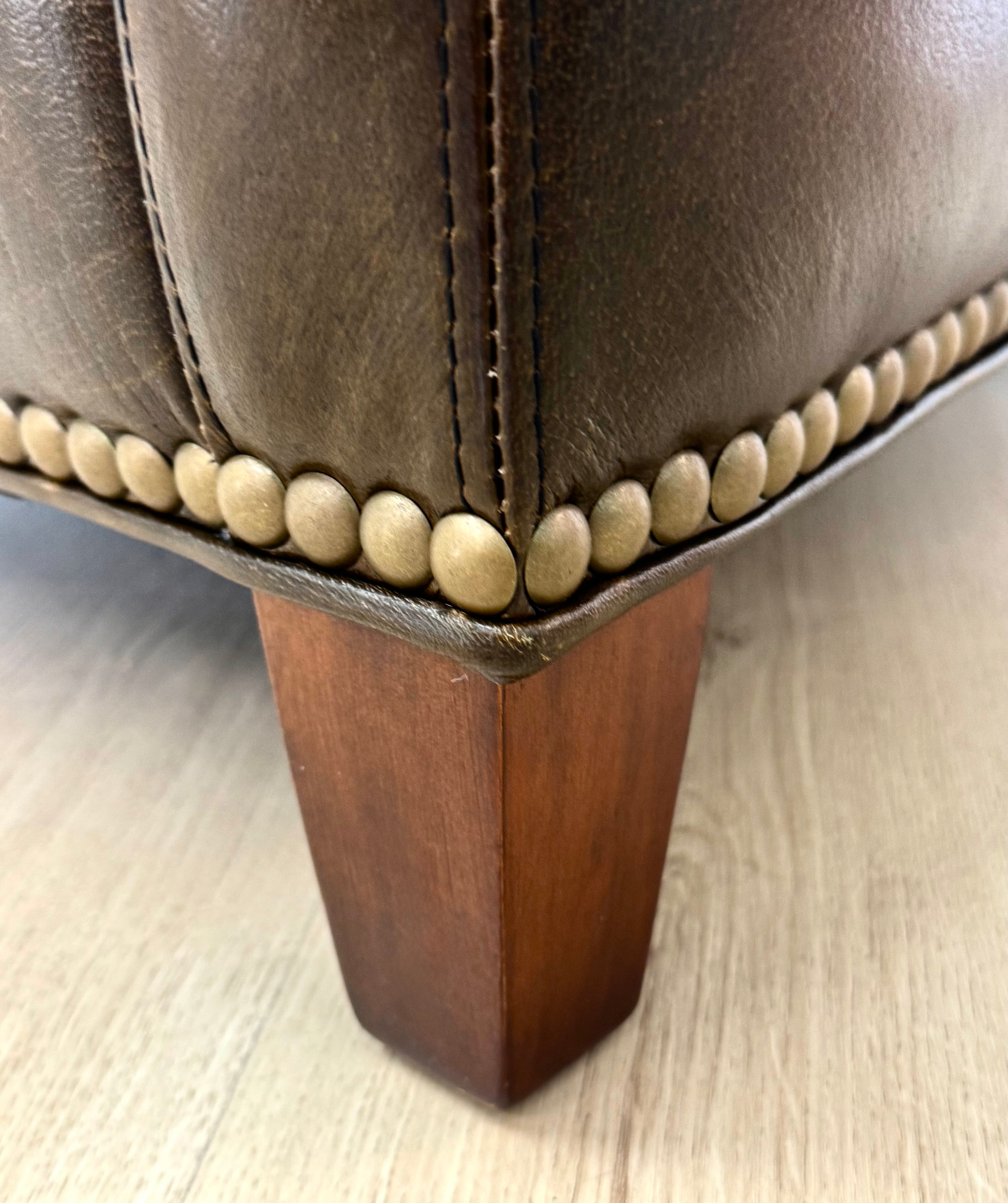 ELTE Burnished Brown Leather Chair