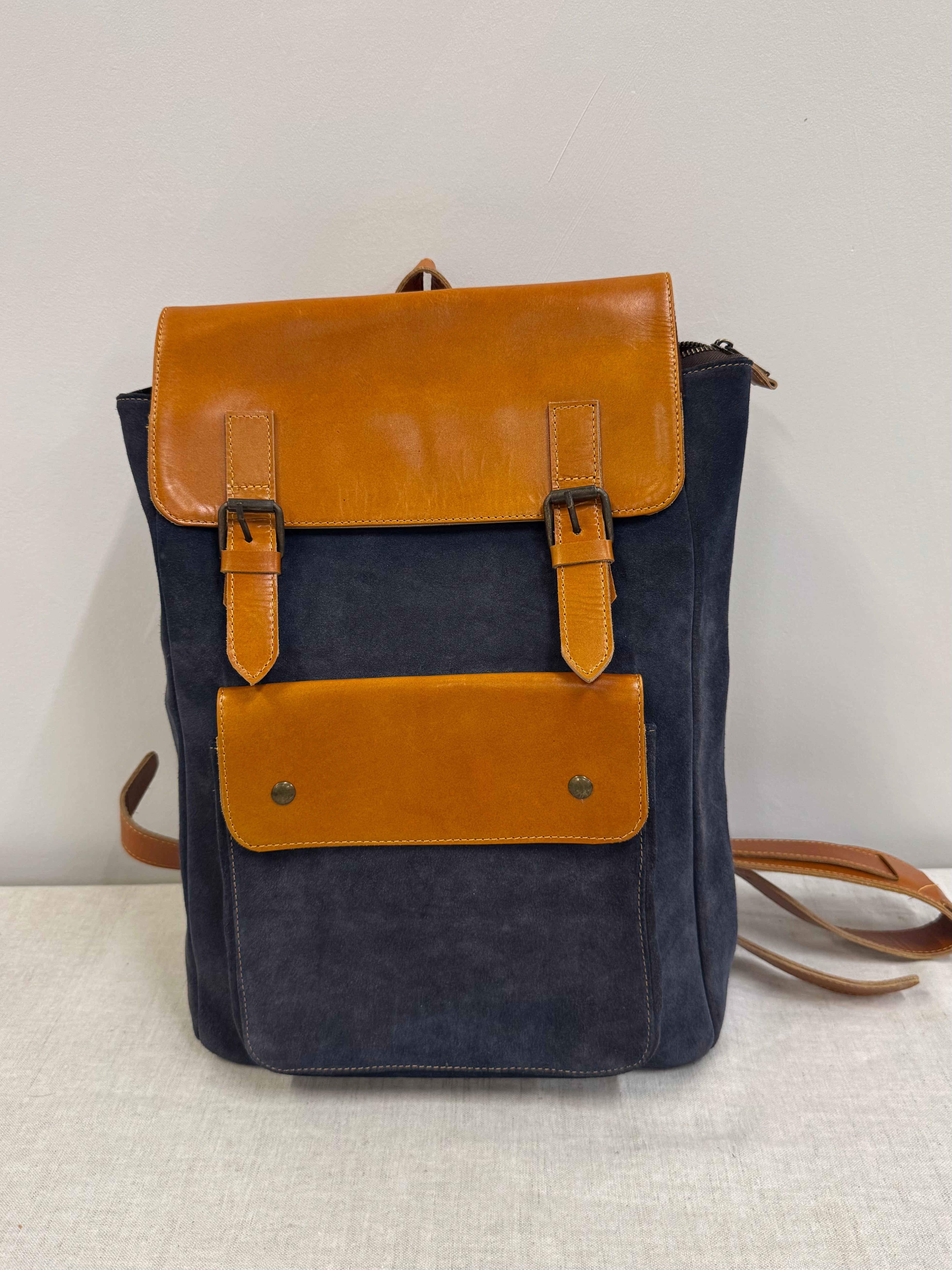Indigo Blue Suede Backpack
