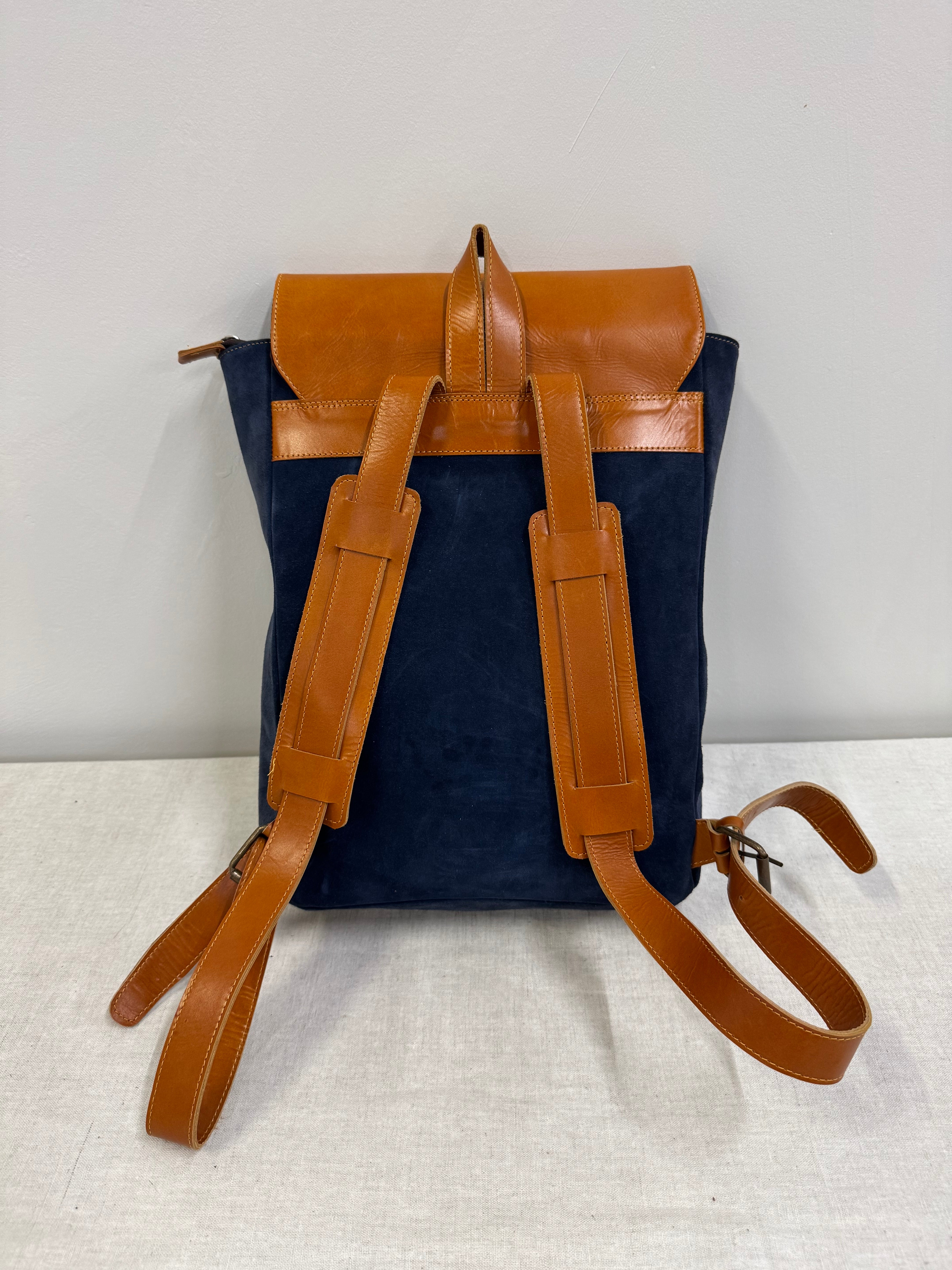 Indigo Blue Suede Backpack