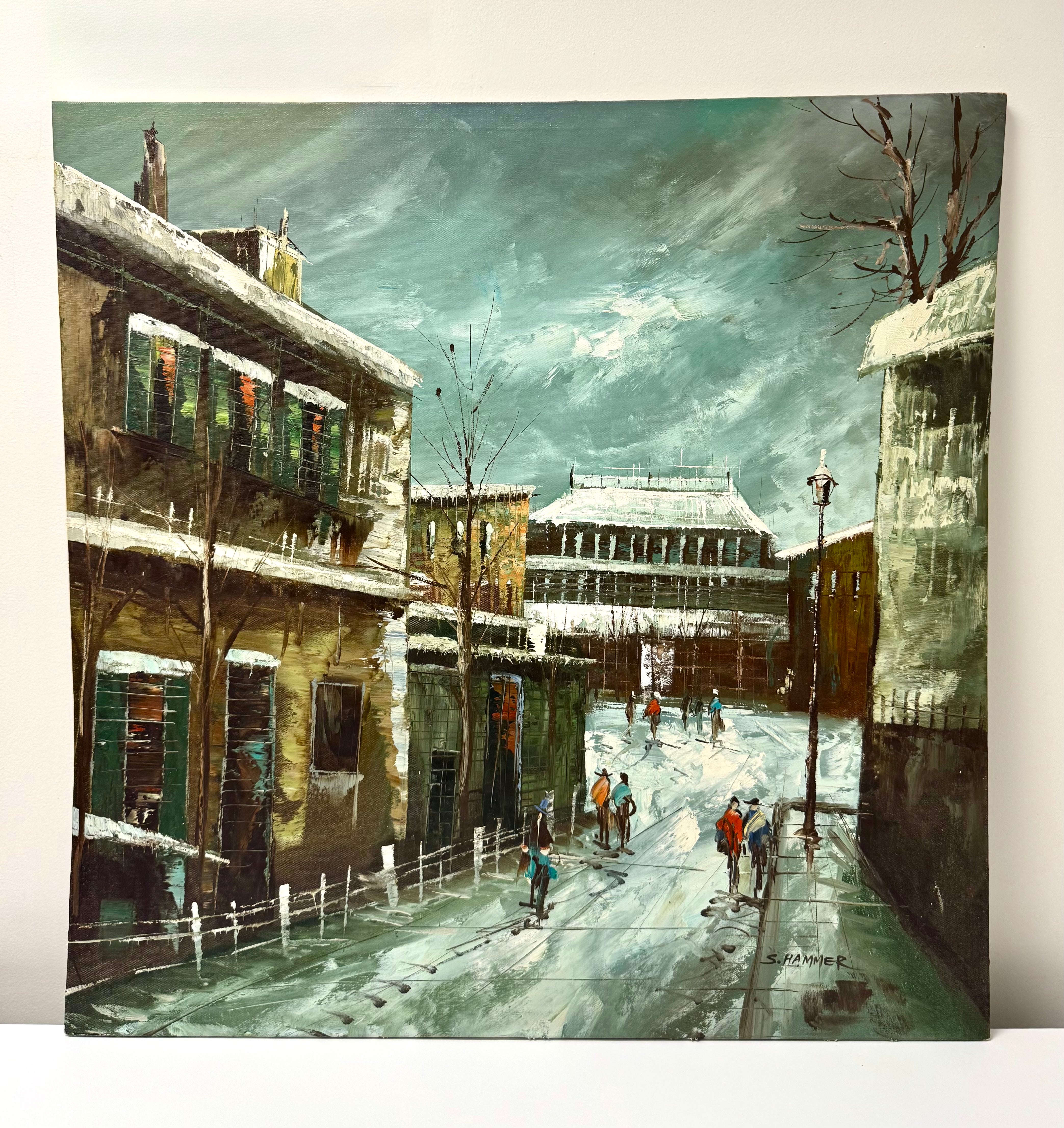 'City Street in Winter' Original Oil