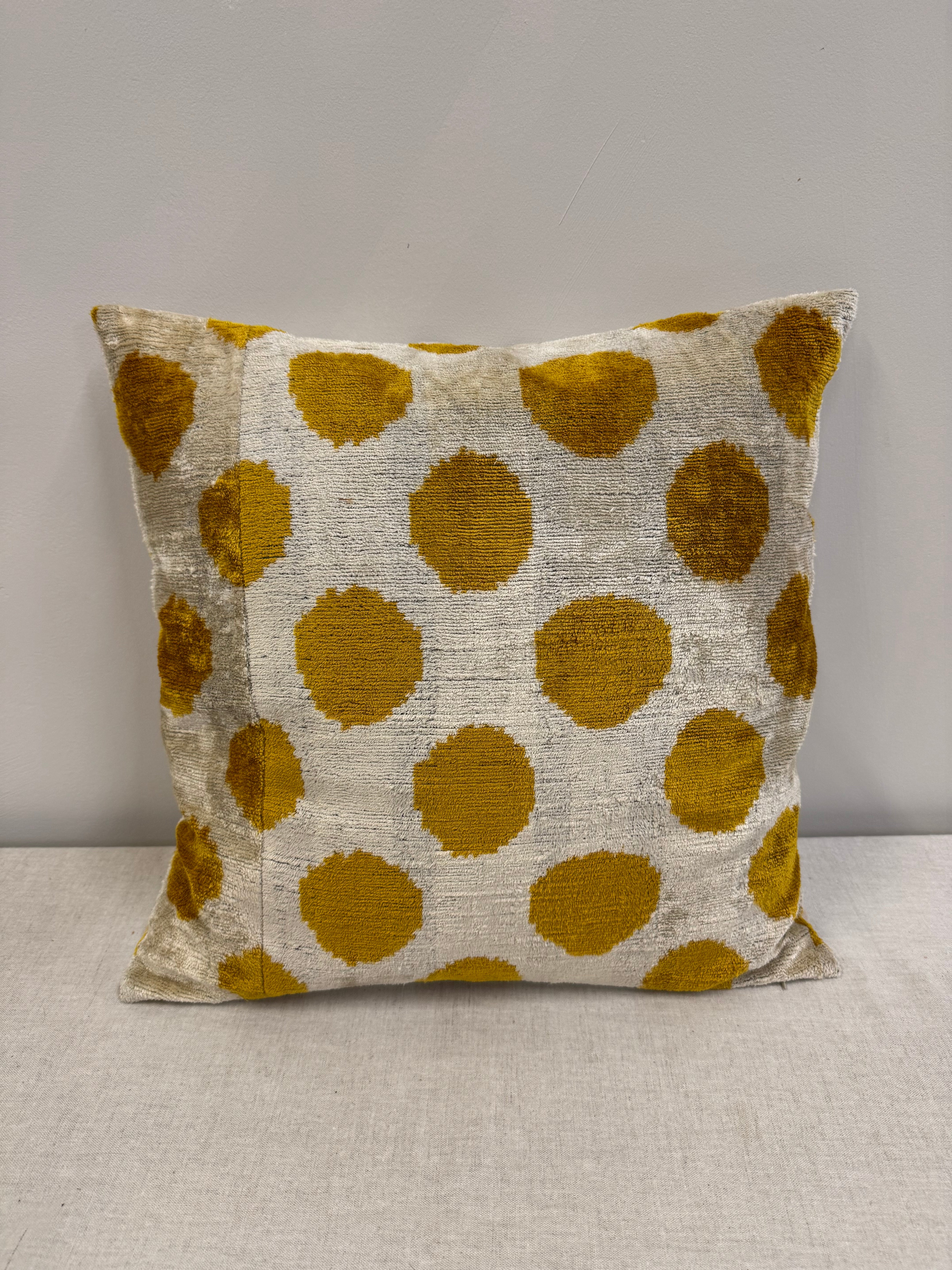 Golden Dot Silk Ikat Velvet 19" Pillow