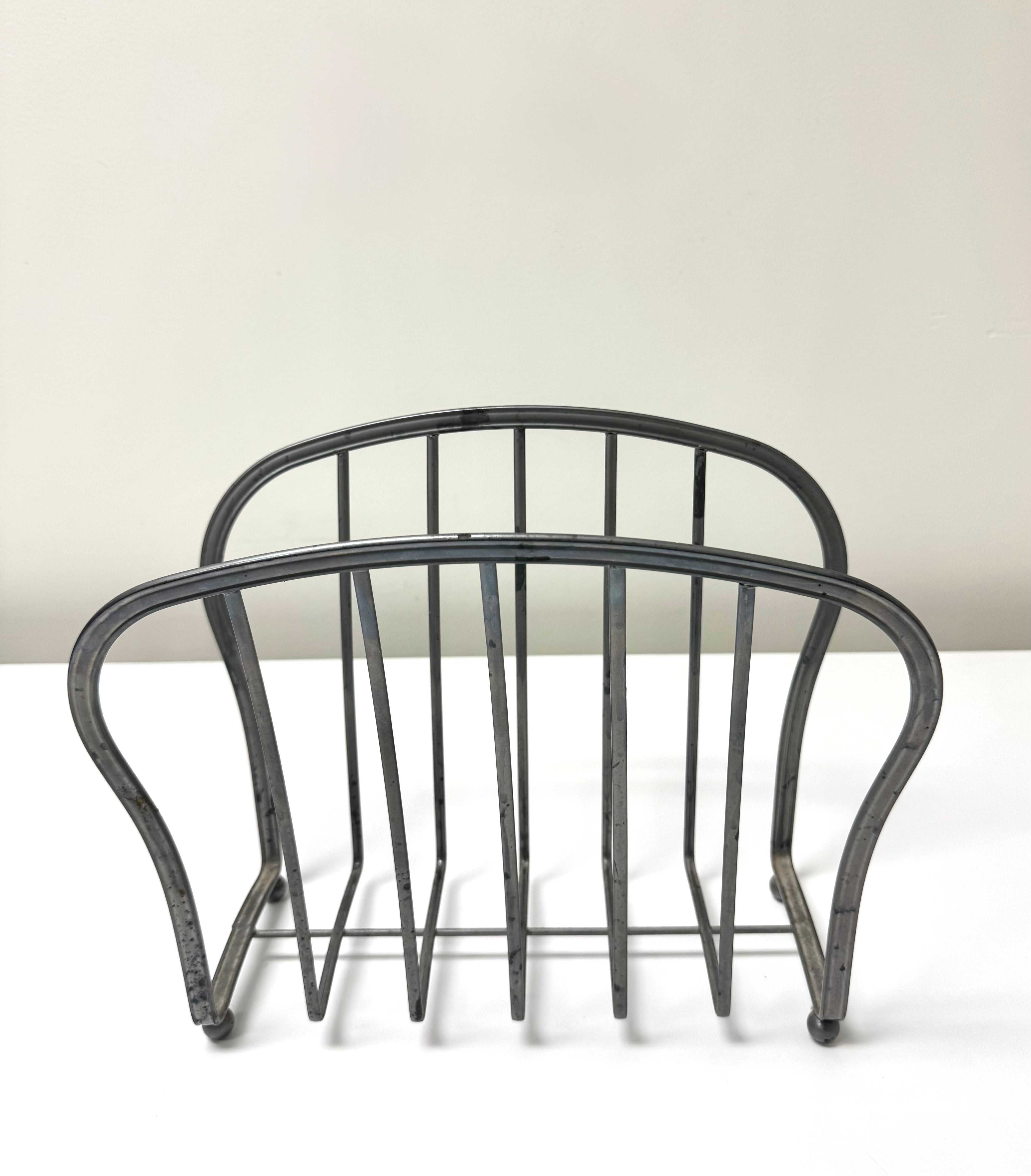 Vintage Grahphite Metal Magazine Rack