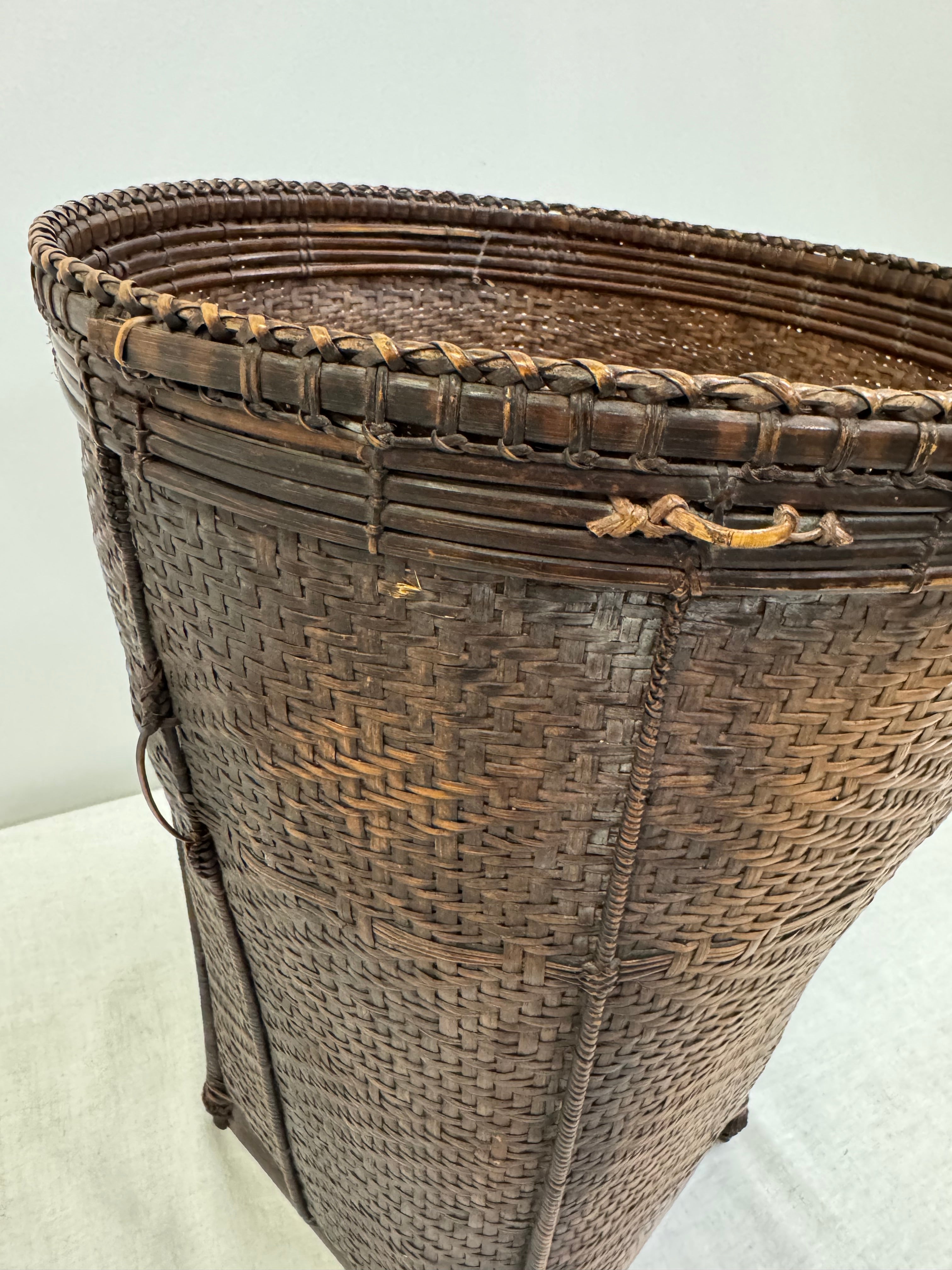 Hand-woven 19" Rattan Basket