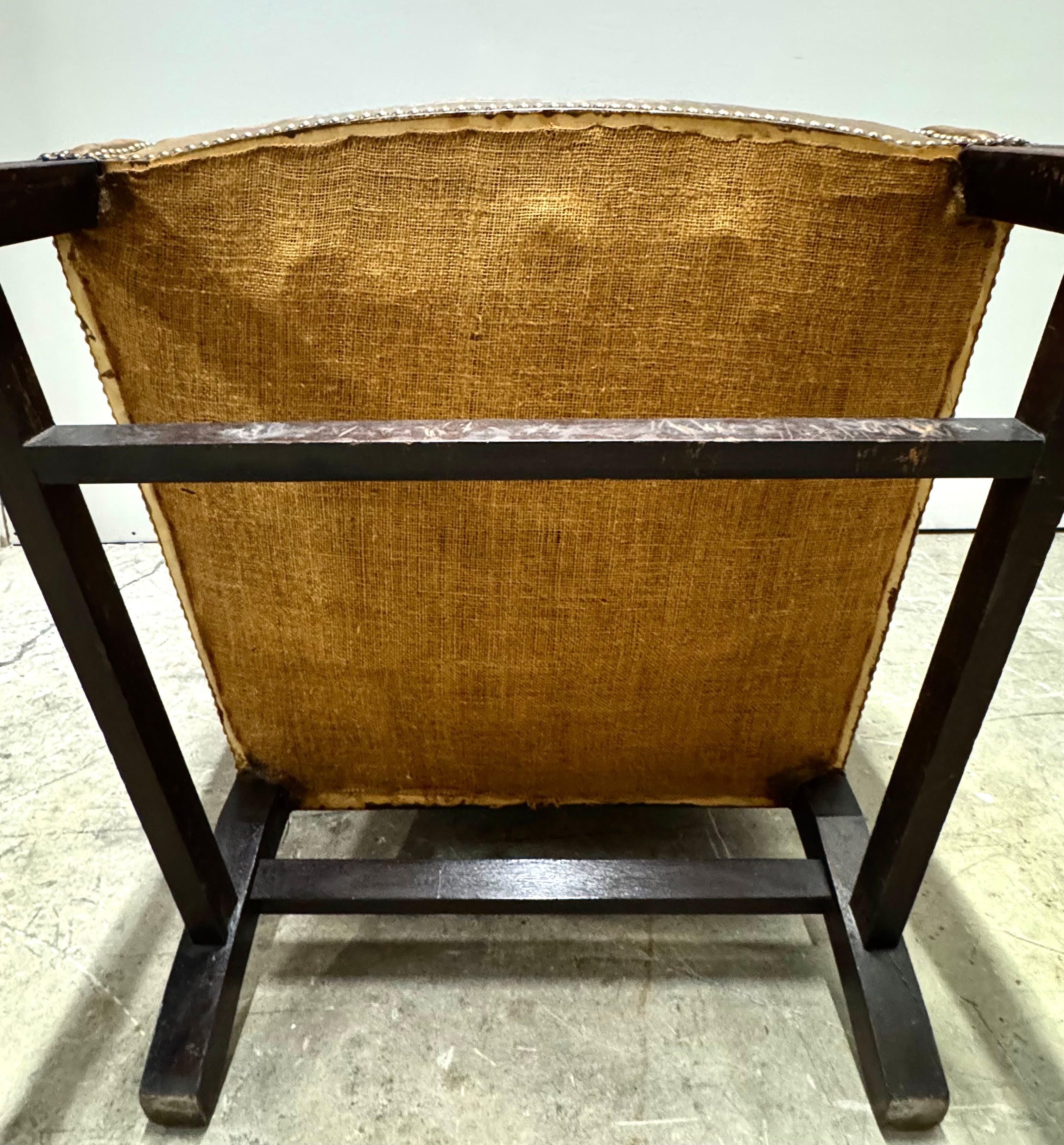 Antique Leather Chesterfield Wing Chair c1800s