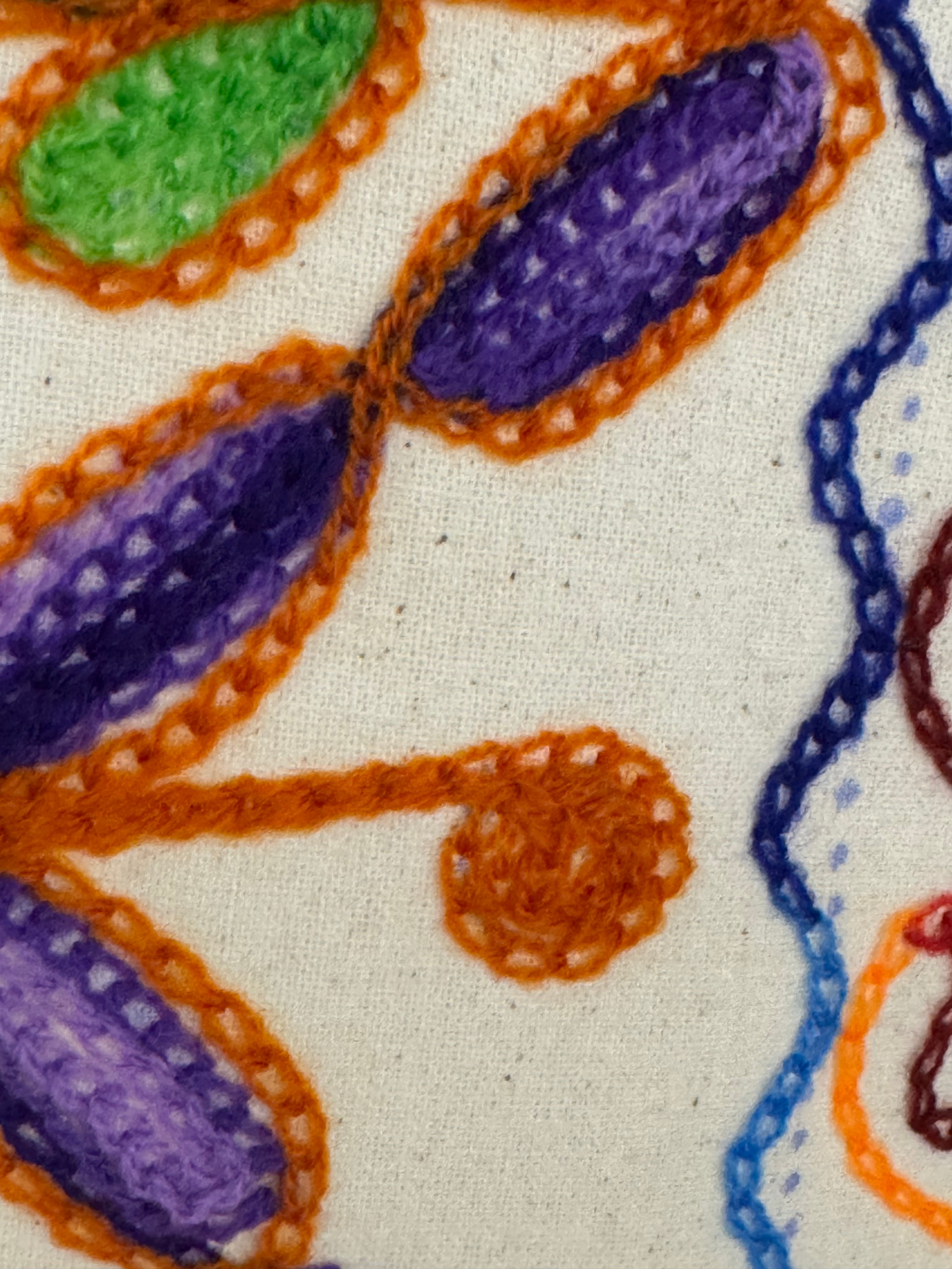 Multi-coloured Cotton Suzani Embroidered 61" x 91" Throw