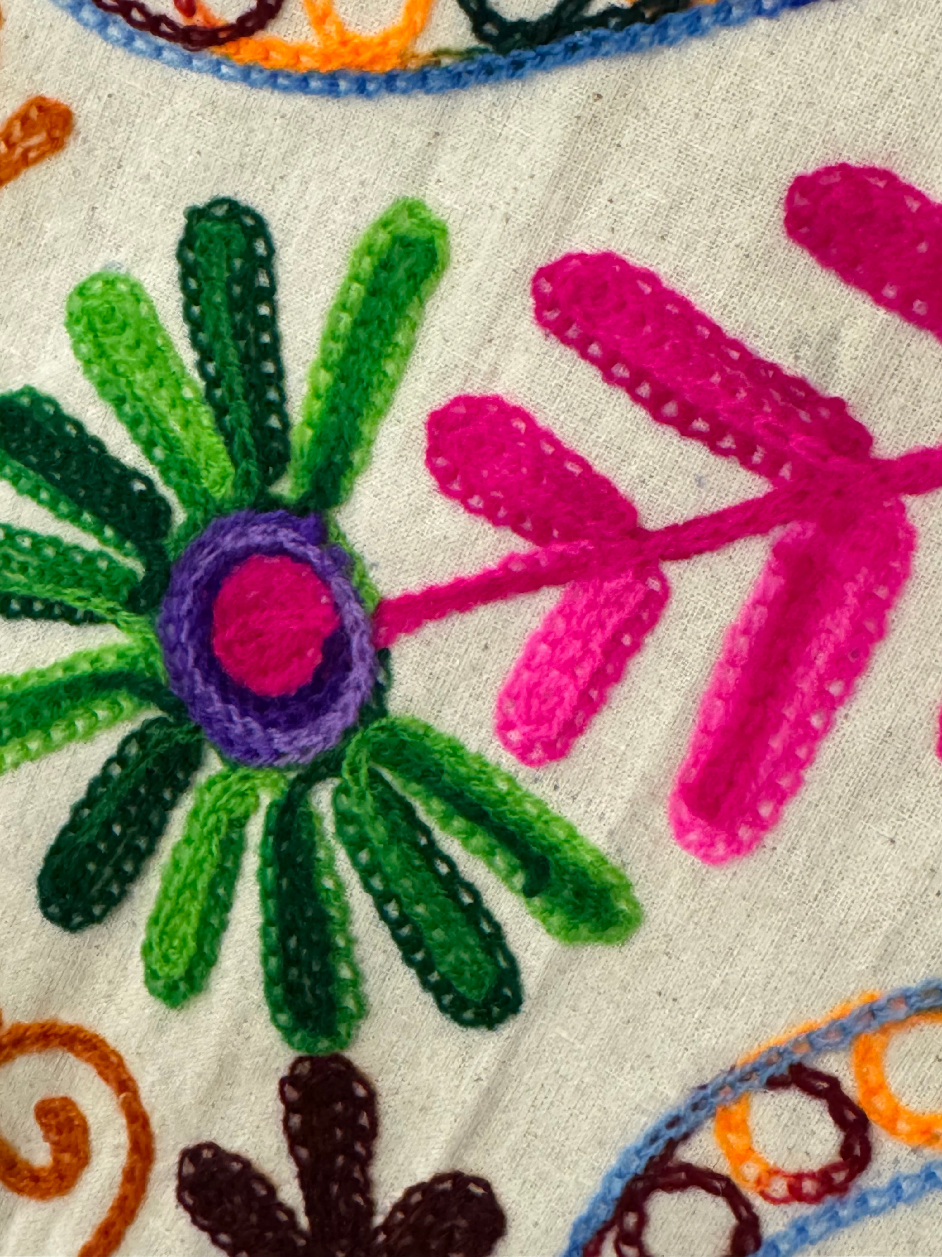 Multi-coloured Cotton Suzani Embroidered 61" x 91" Throw