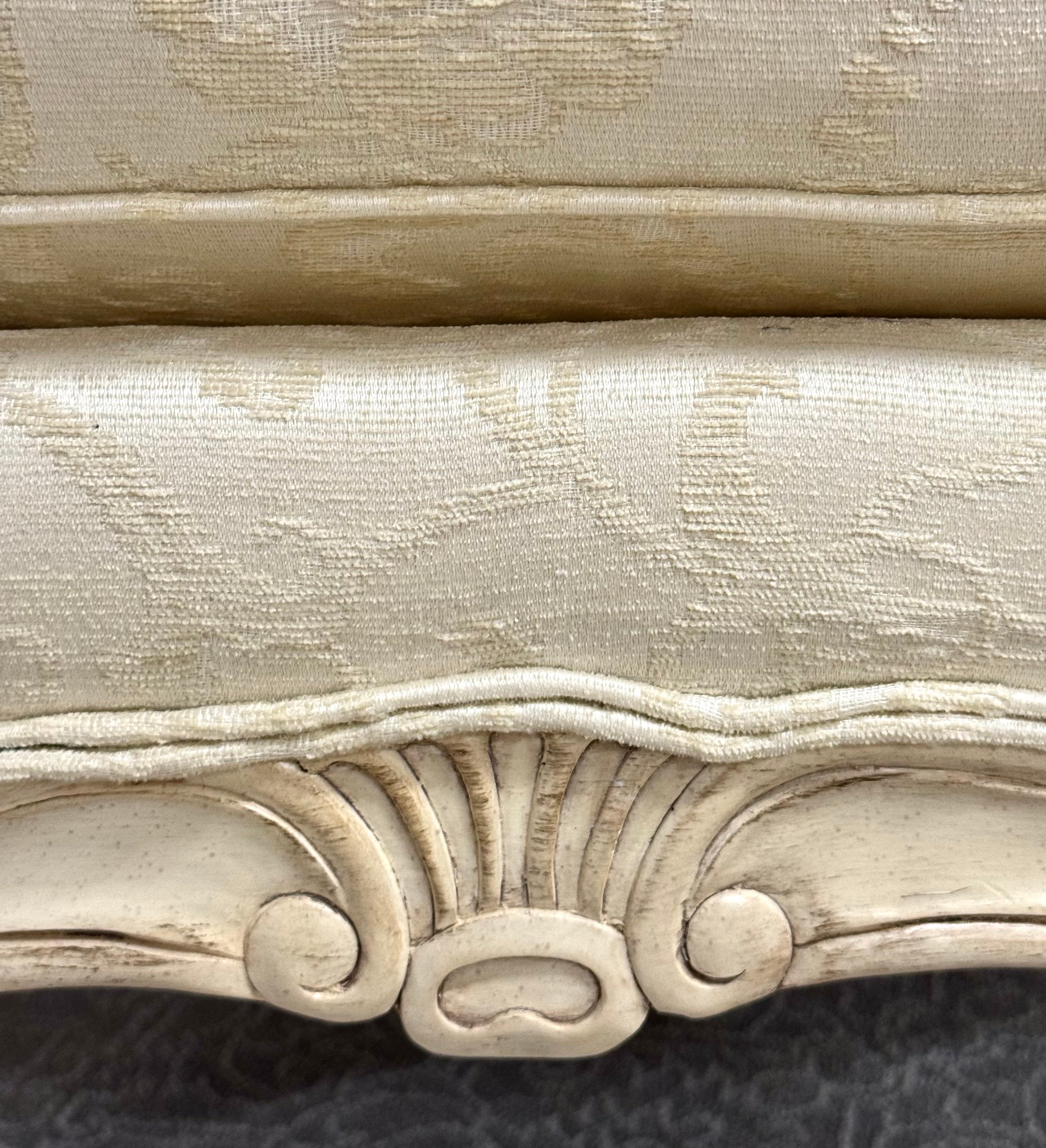 Custom DREXEL HERITAGE Cream Damask Bergere Chair