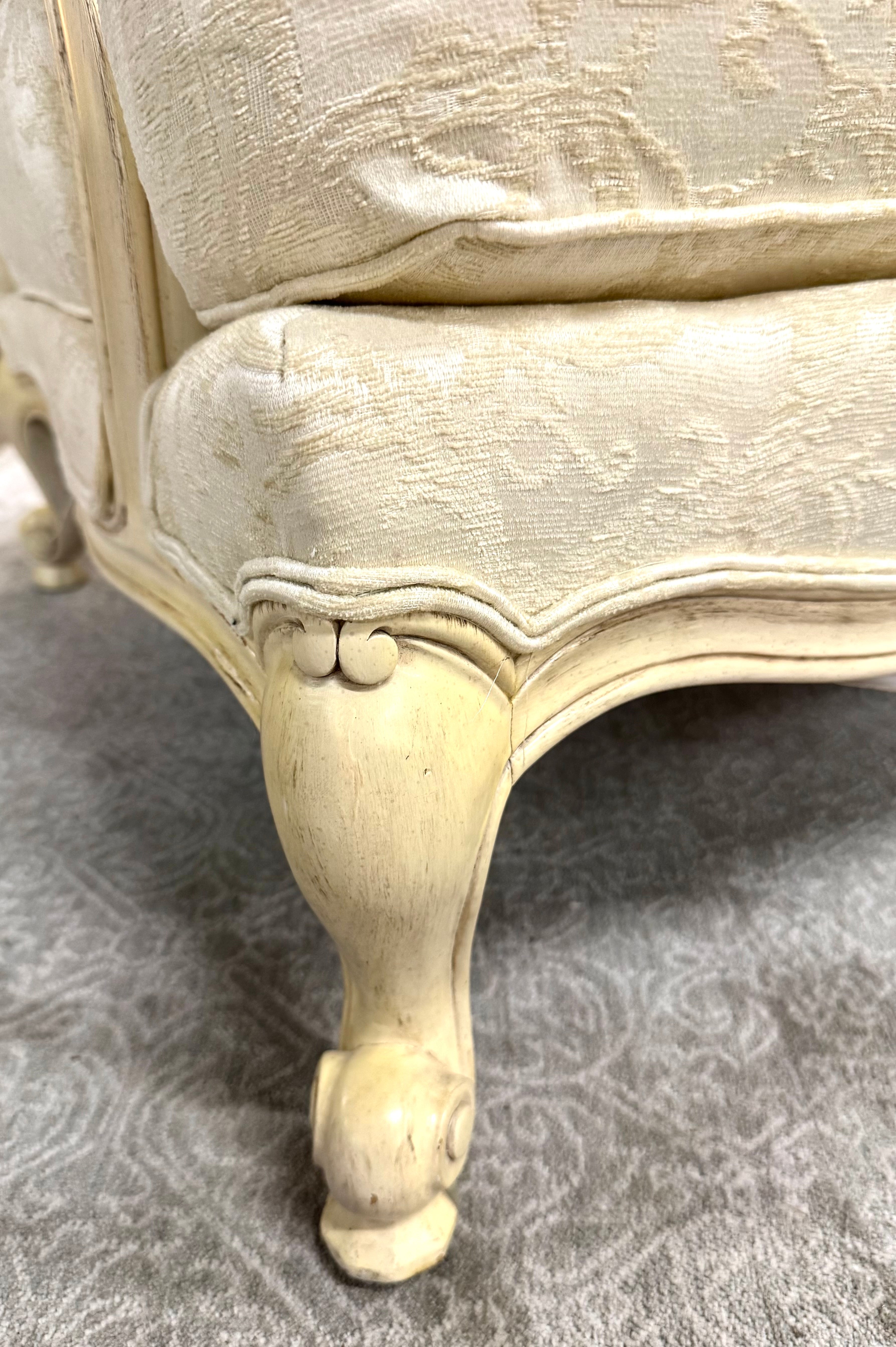 Custom DREXEL HERITAGE Cream Damask Bergere Chair