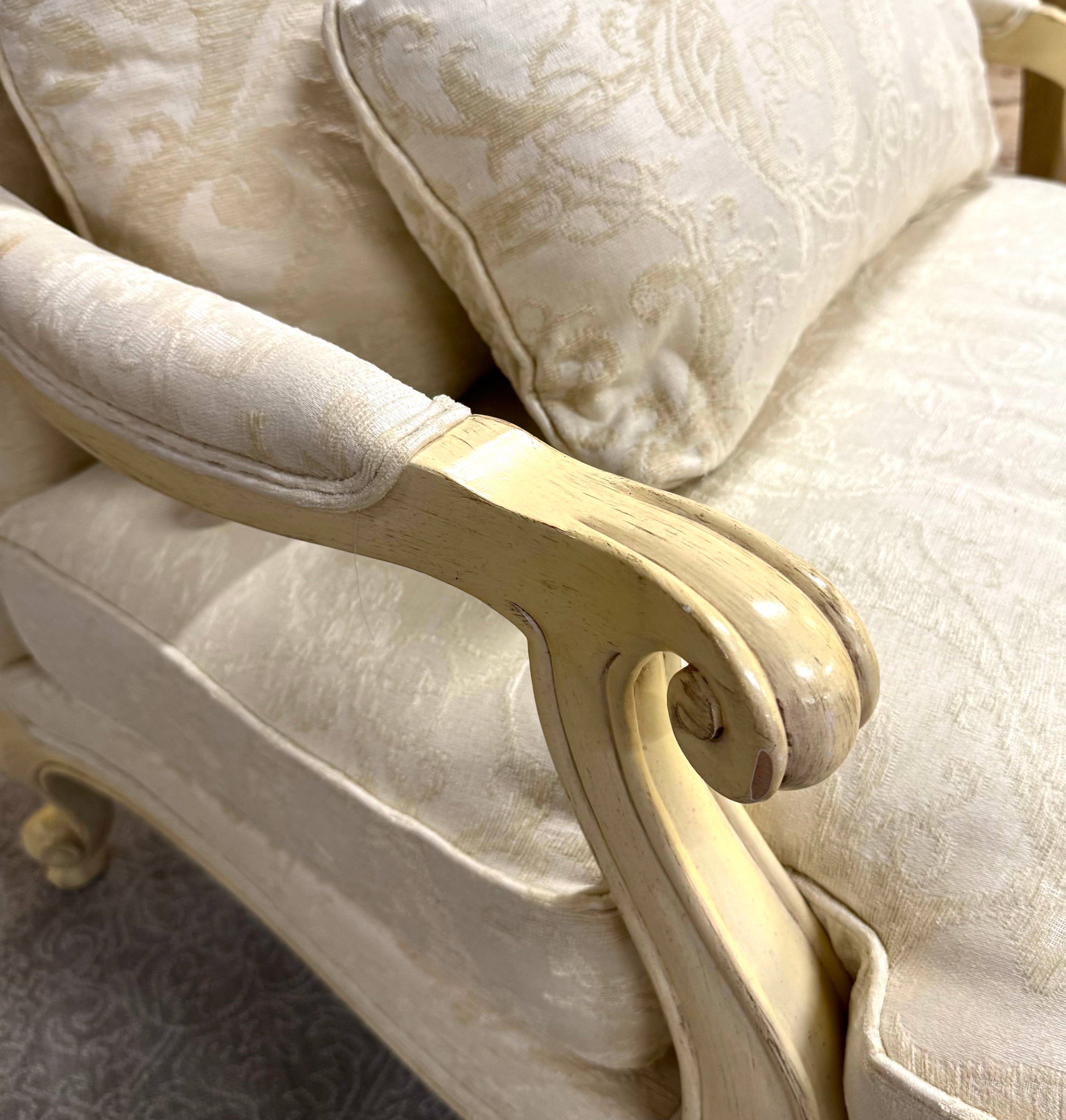 Custom DREXEL HERITAGE Cream Damask Bergere Chair