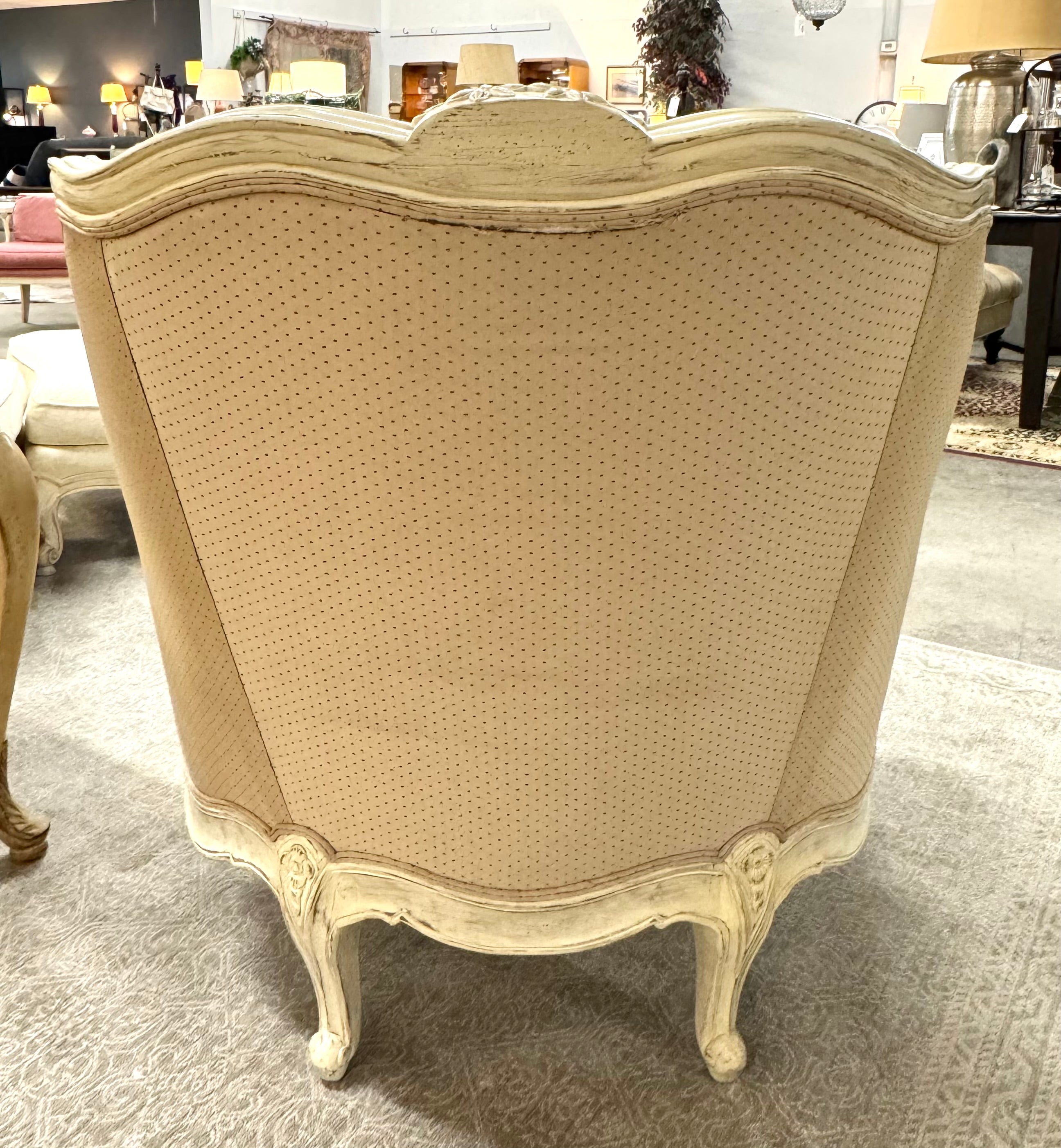 Custom LILLIAN AUGUST French Taupe Bergere Chair