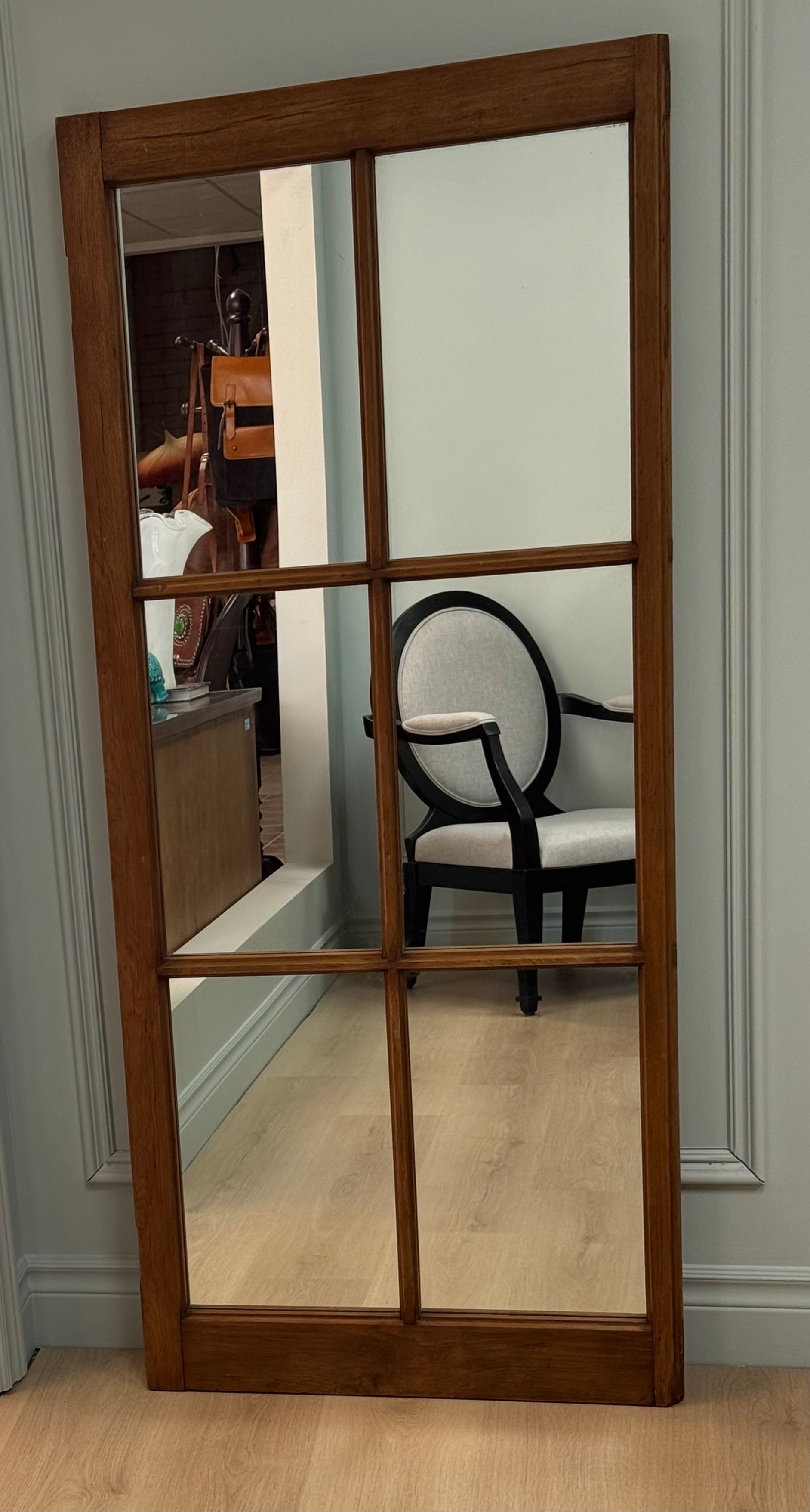 Vintage Pine Window Pane Mirror (62" x 27")