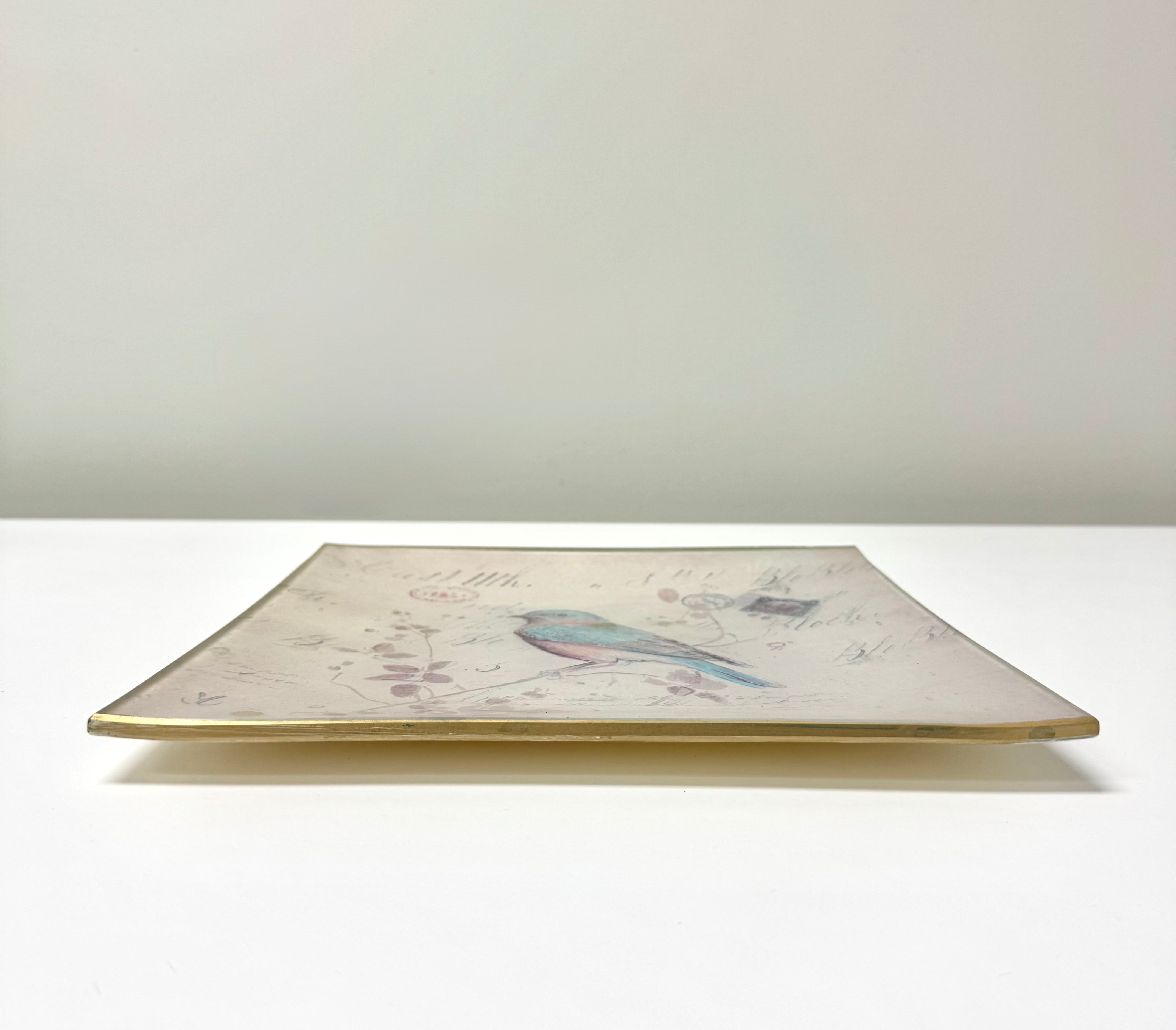 Pastel Bluebird Glass Plate