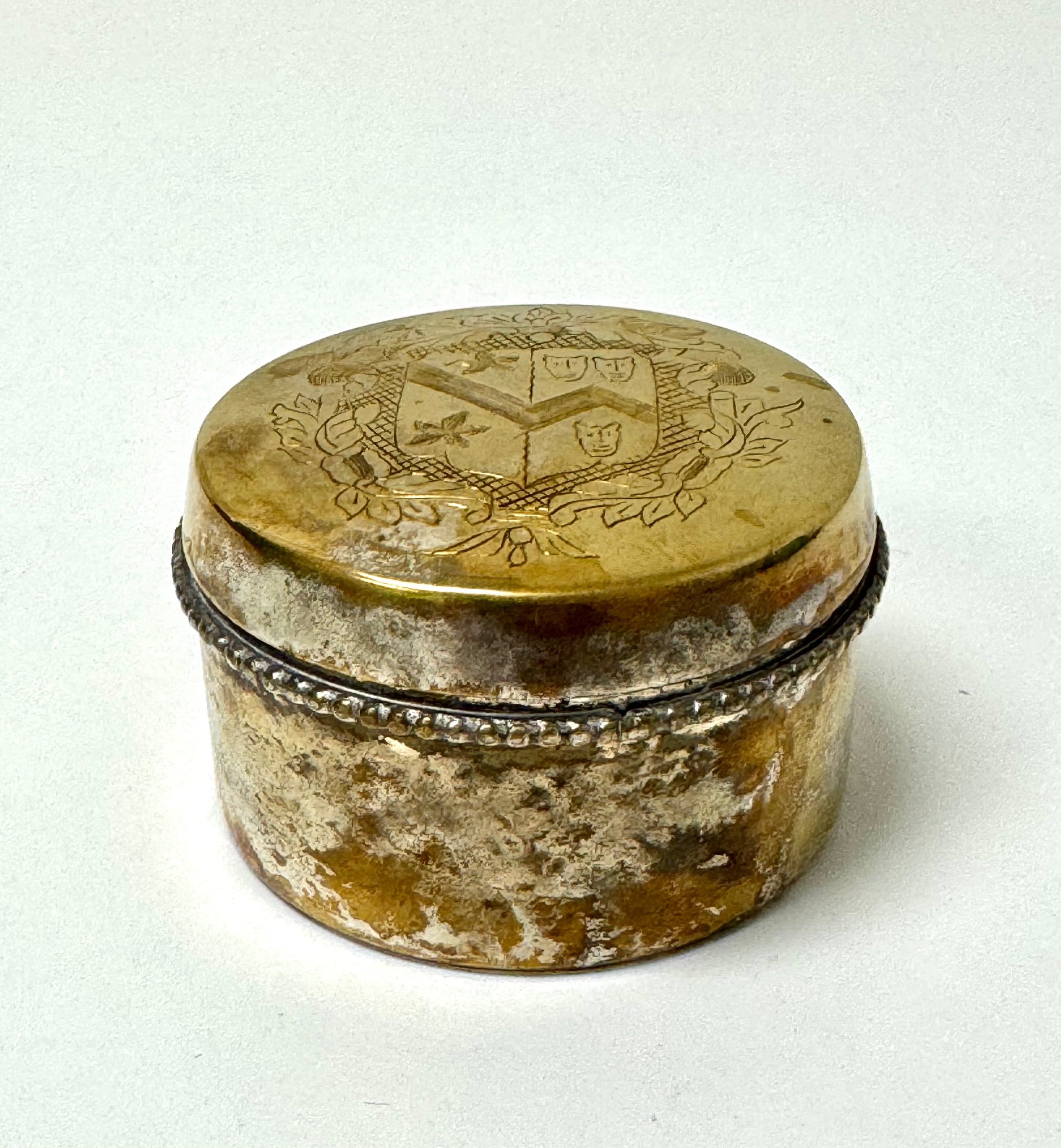 Vintage Worn Silver Etched Trinket Box