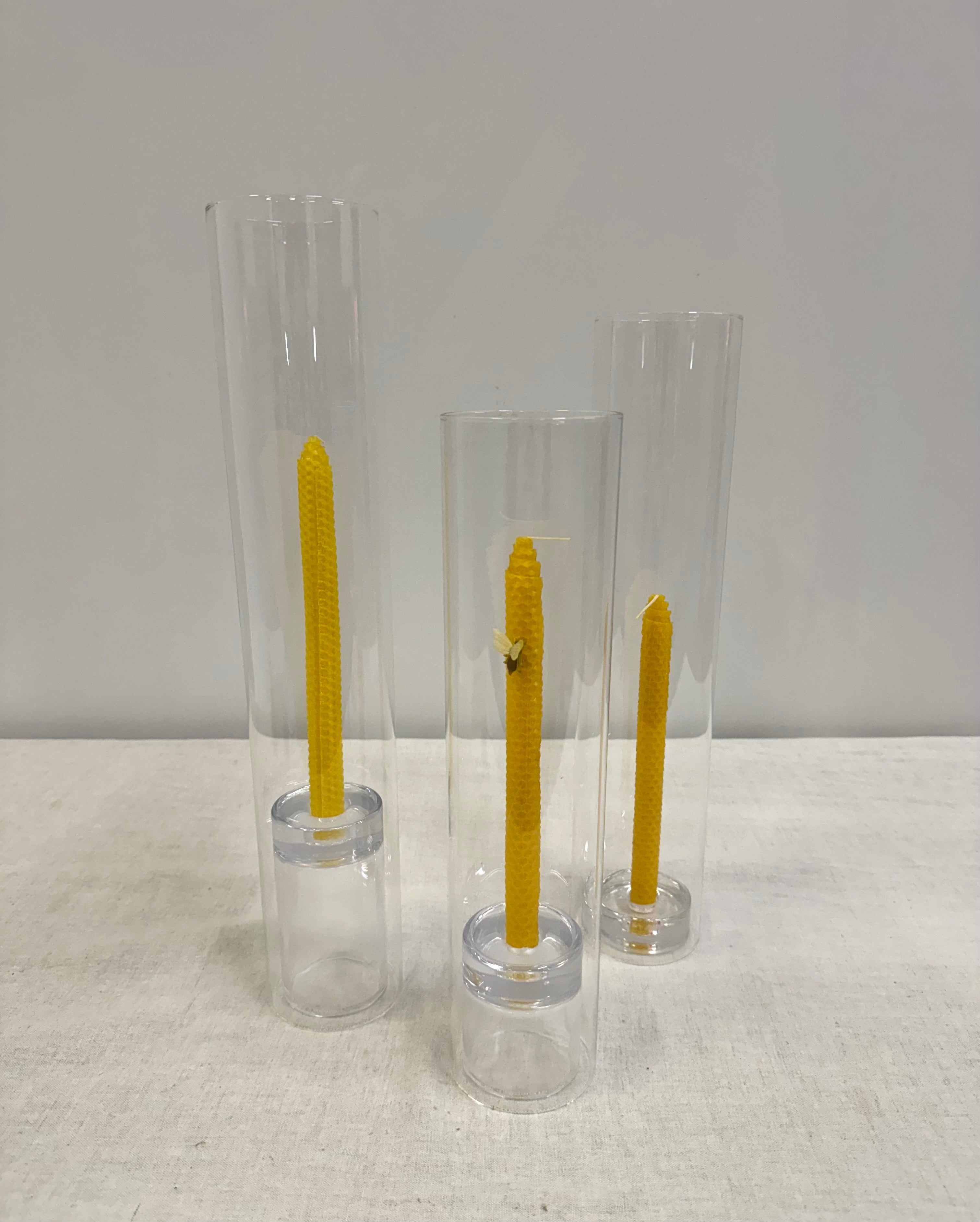 Glass Hurricane Candle Holders Set of 3 (6 pieces)