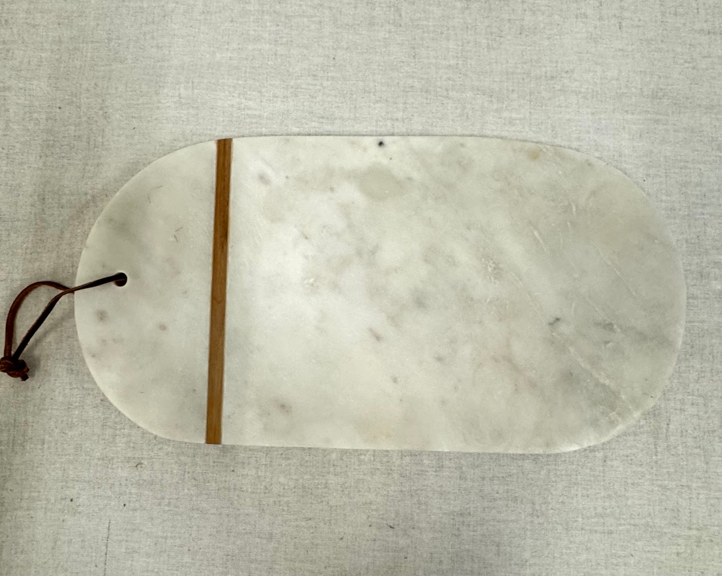 White Marble & Wood Oblong Board