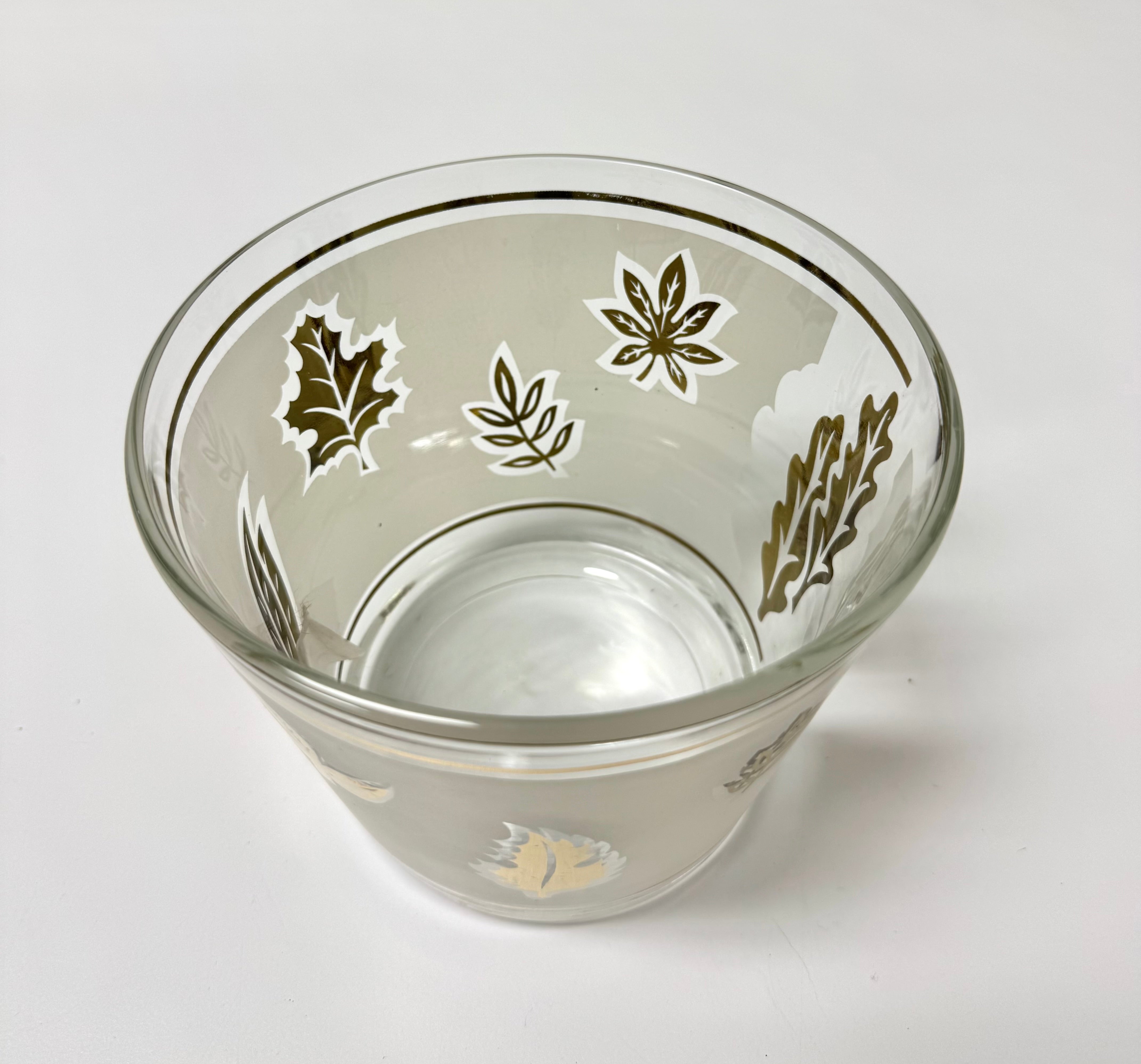 Vintage LIBBEY Gold Leaf Glass Ice Bucket