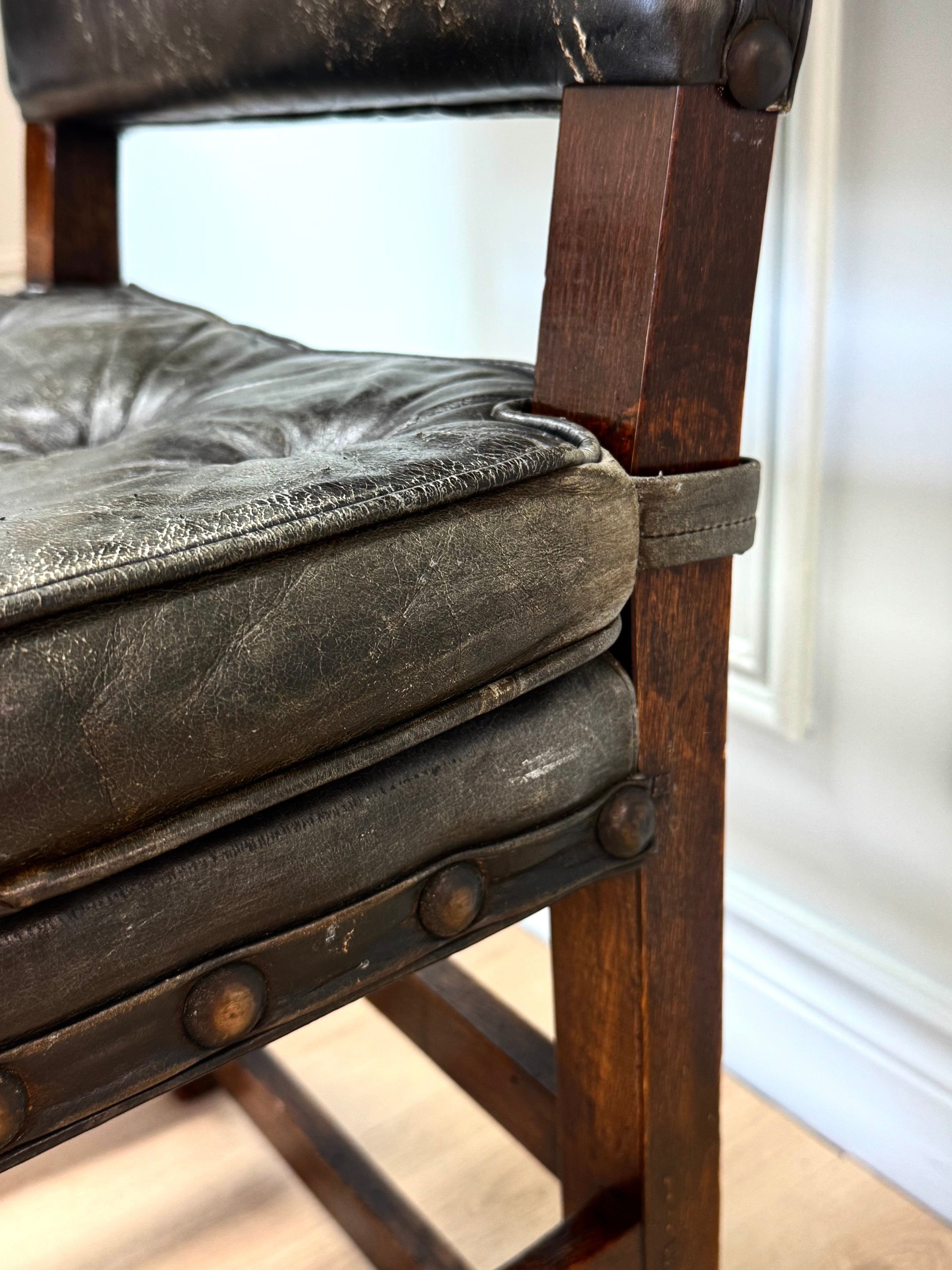 Antique 19thC Spanish High-back Chairs Set of 2