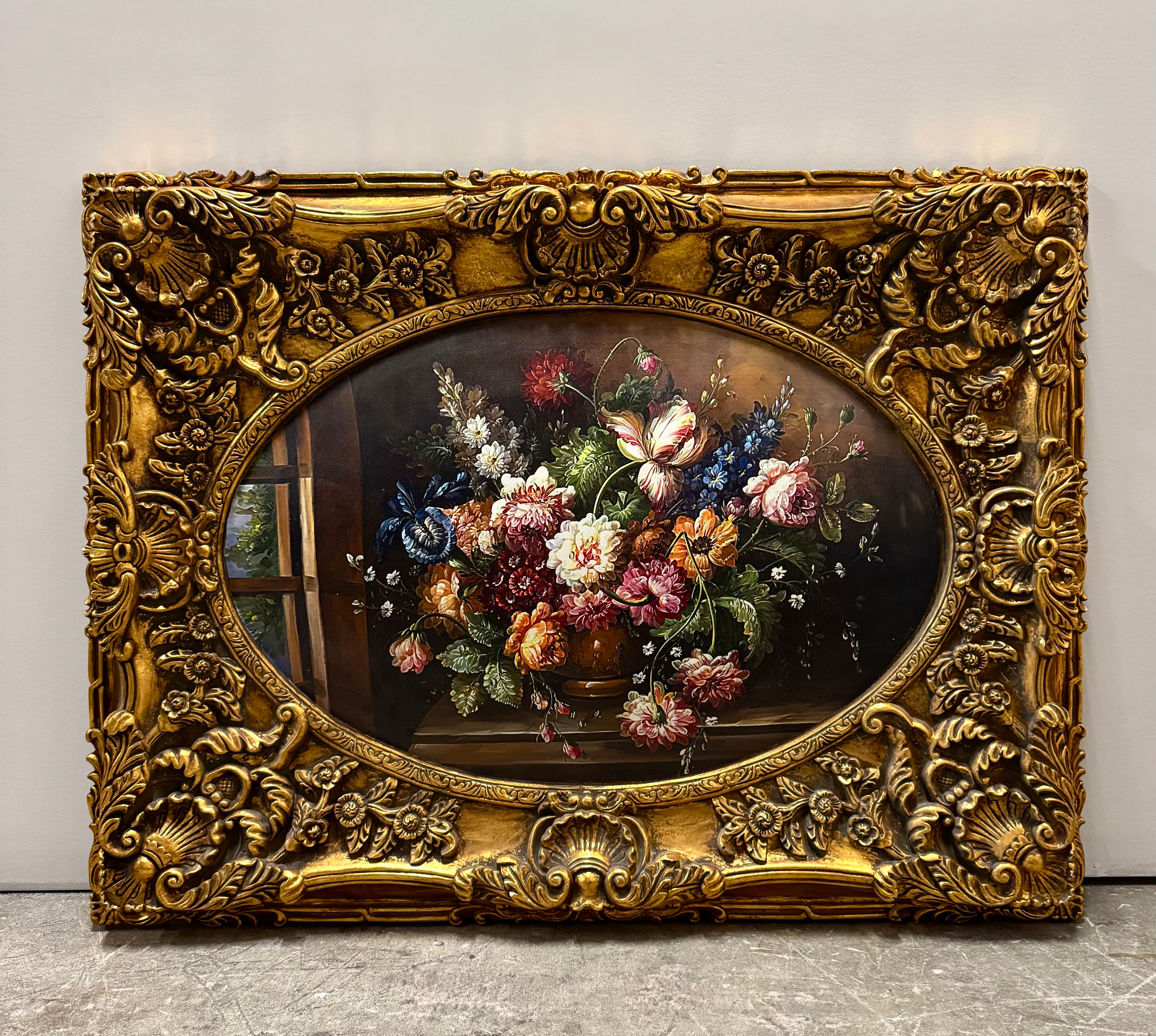 Floral Still Life in Gilded Baroque Frame
