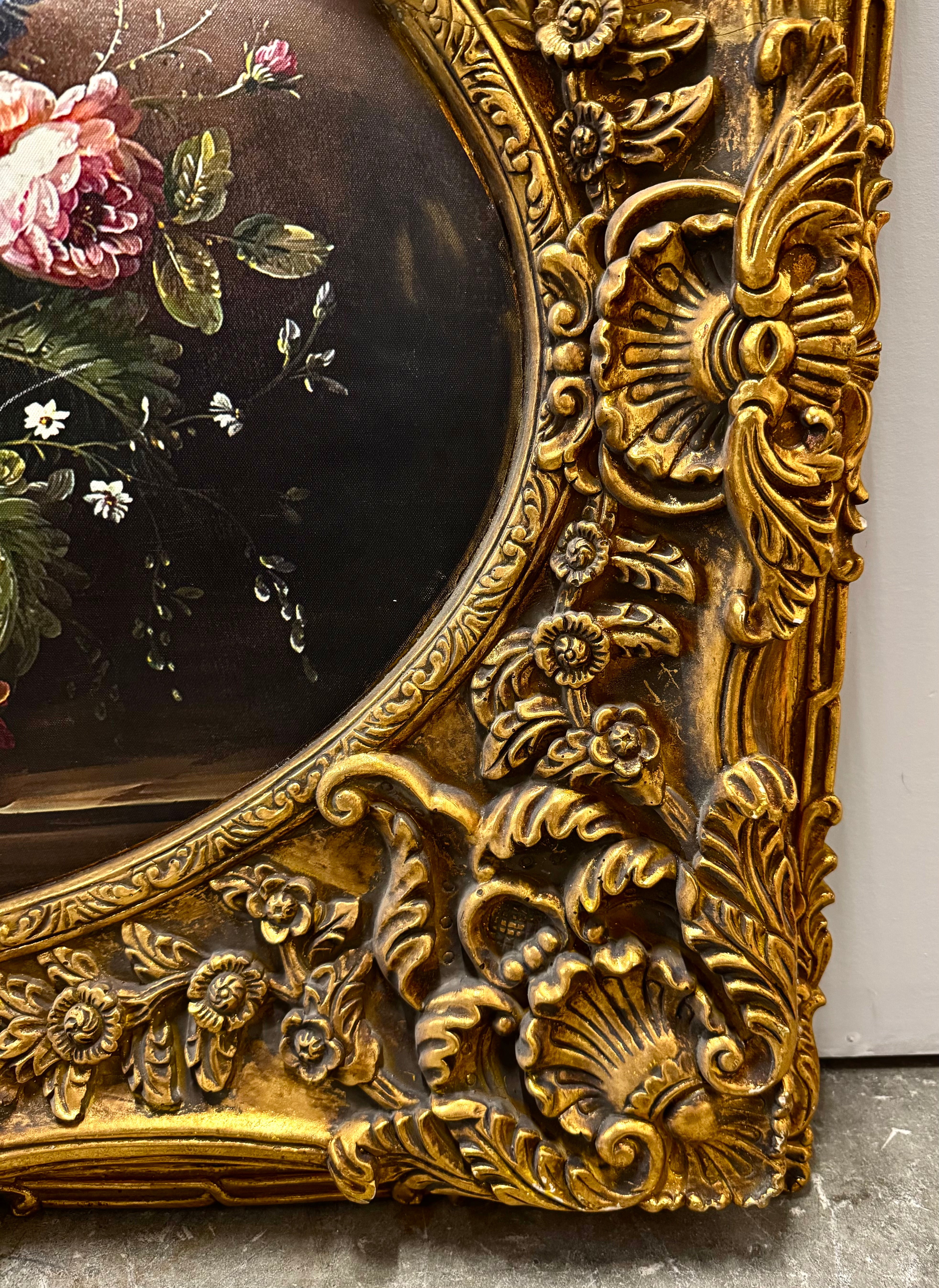 Floral Still Life in Gilded Baroque Frame