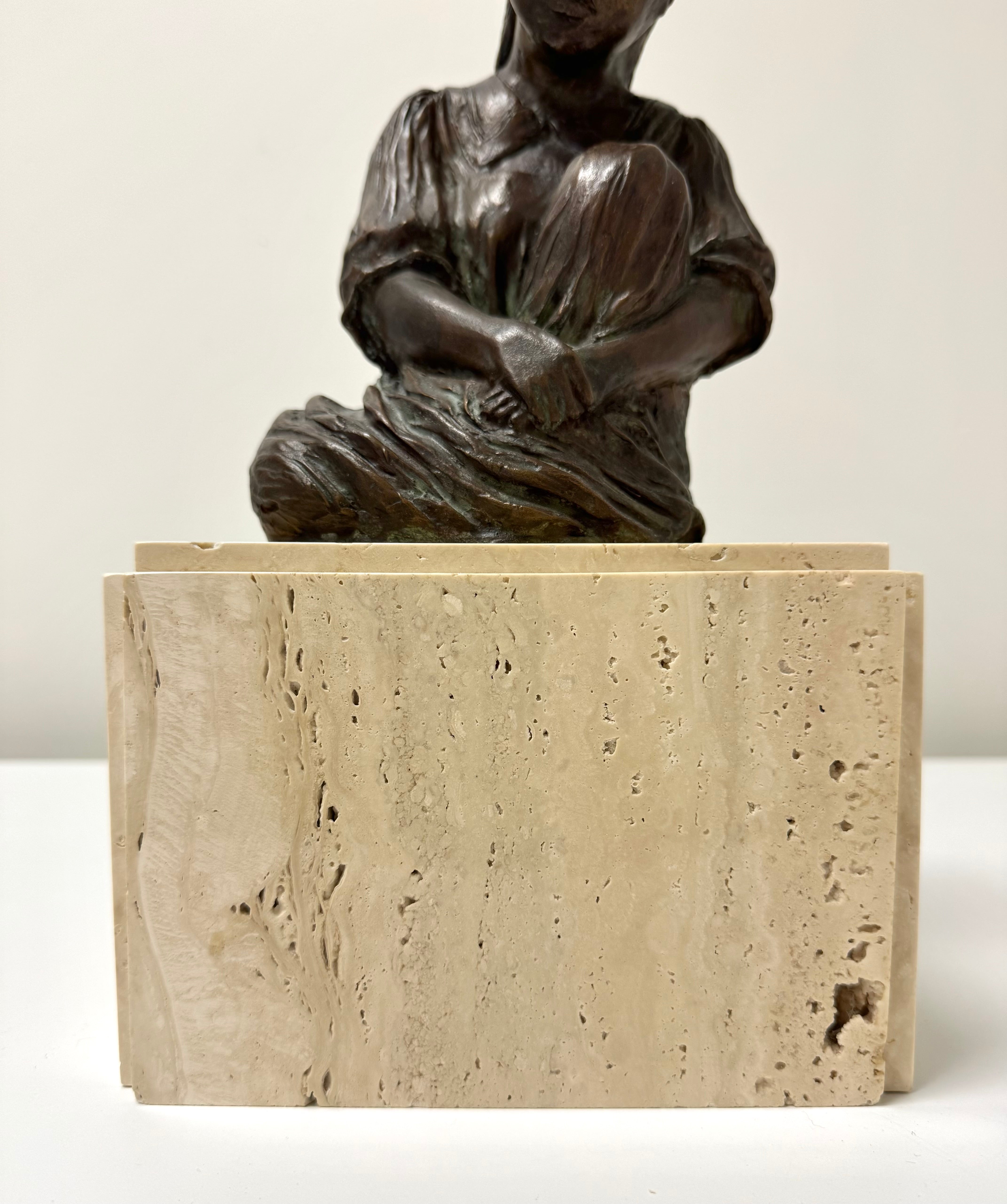 Seated Girl Bronze Sculpture (Signed and Numbered)