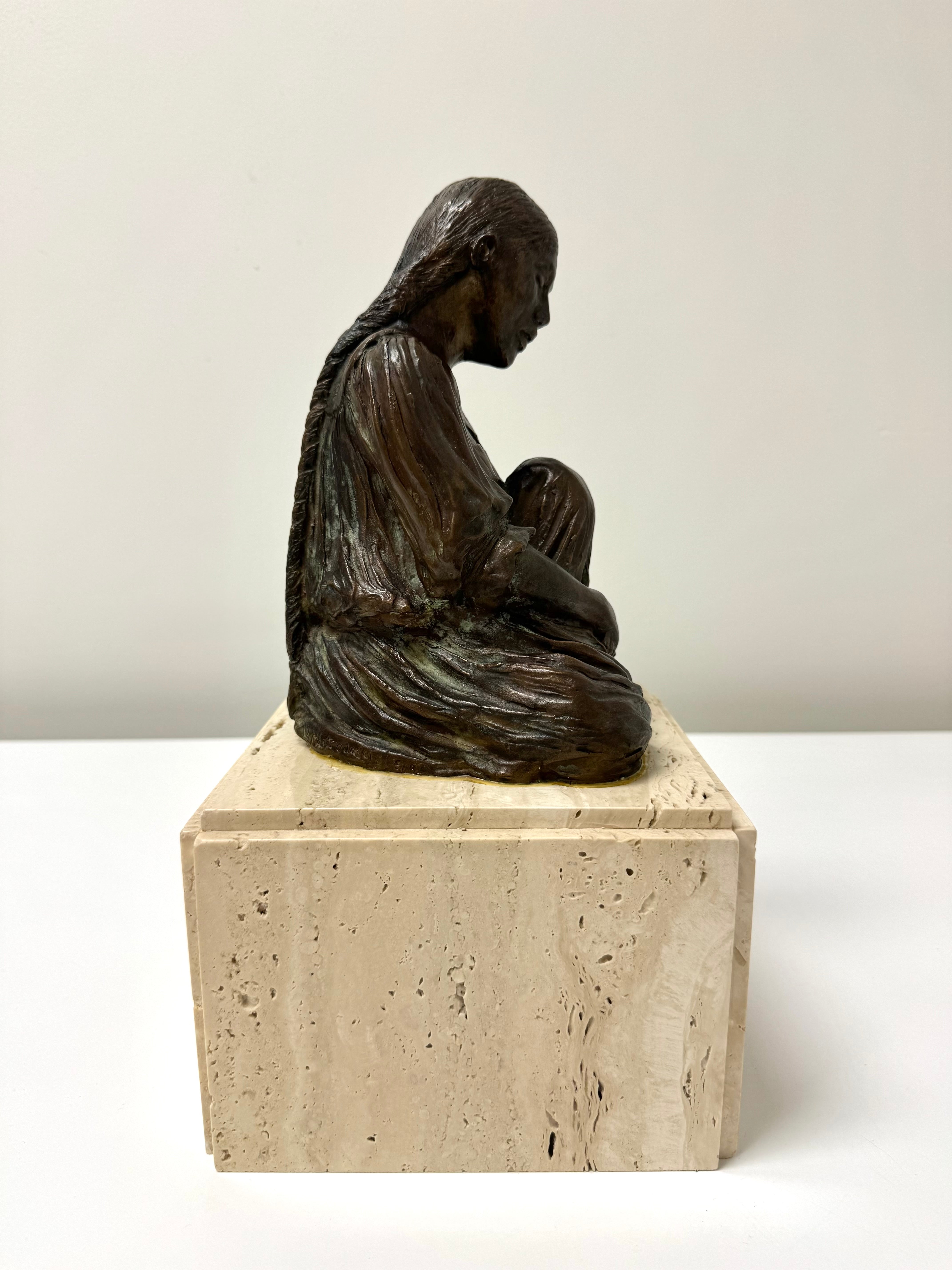 Seated Girl Bronze Sculpture (Signed and Numbered)