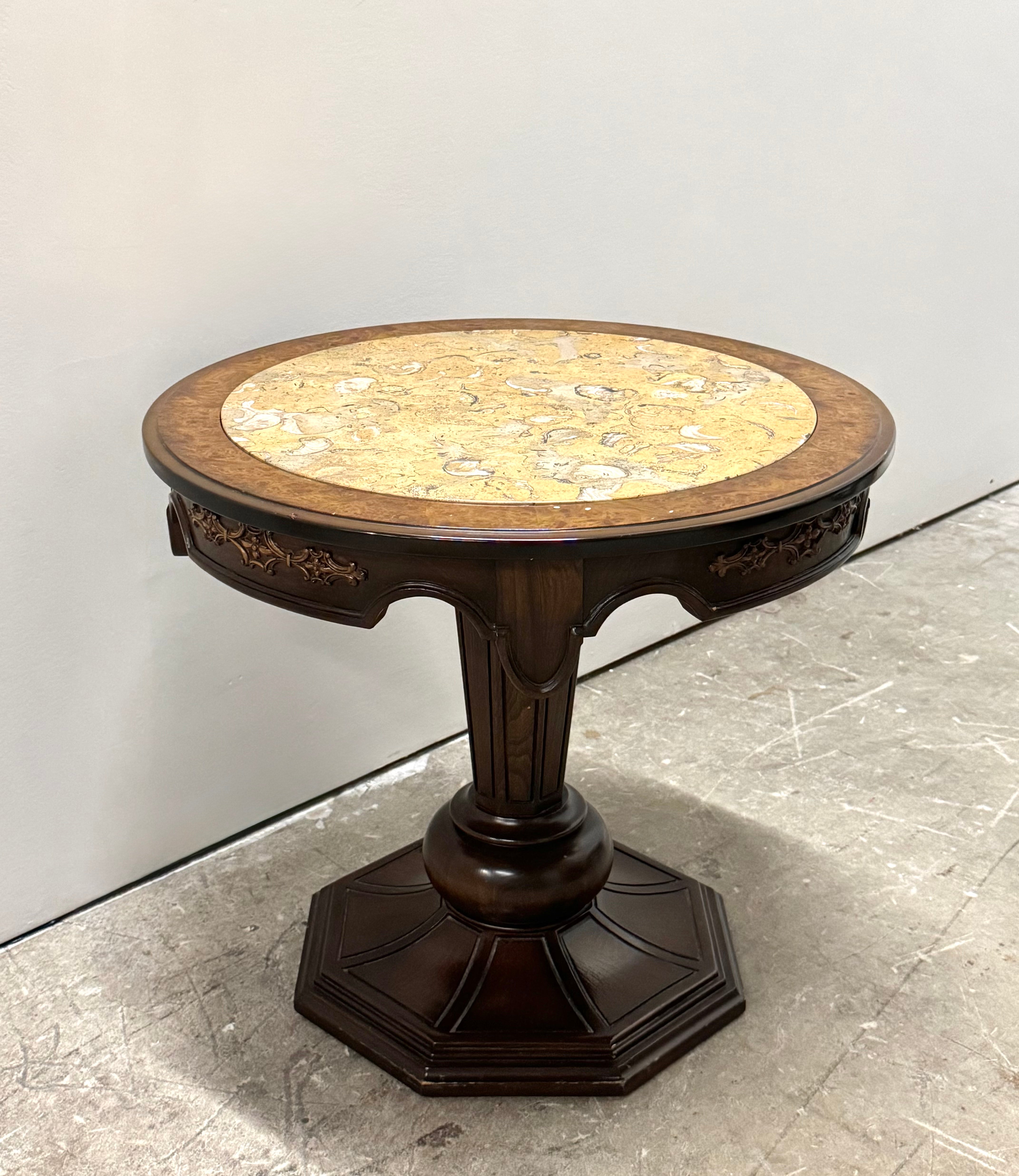Abstract Marble-top Side Table
