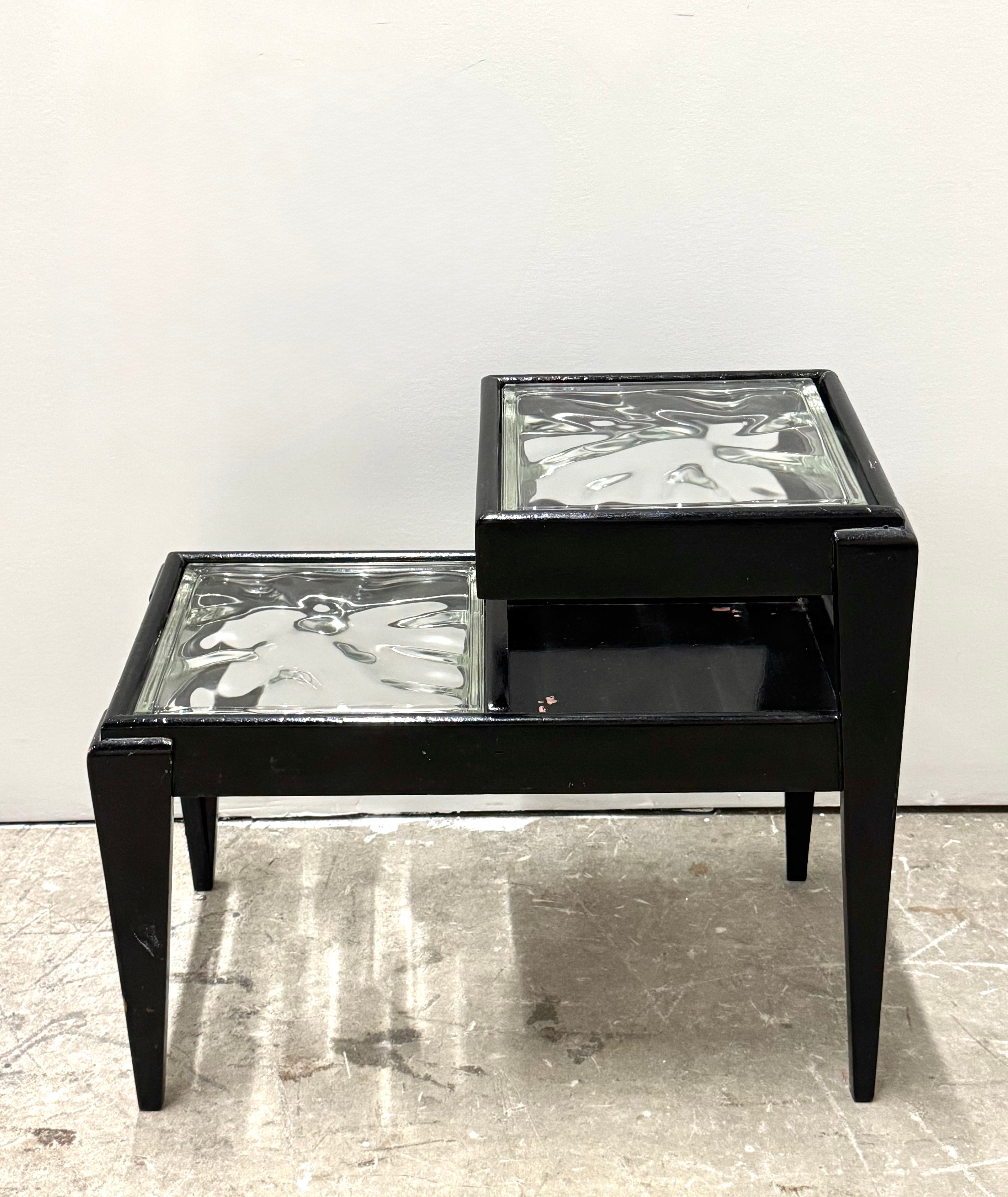 Industrial Loft Glass-block Side Table