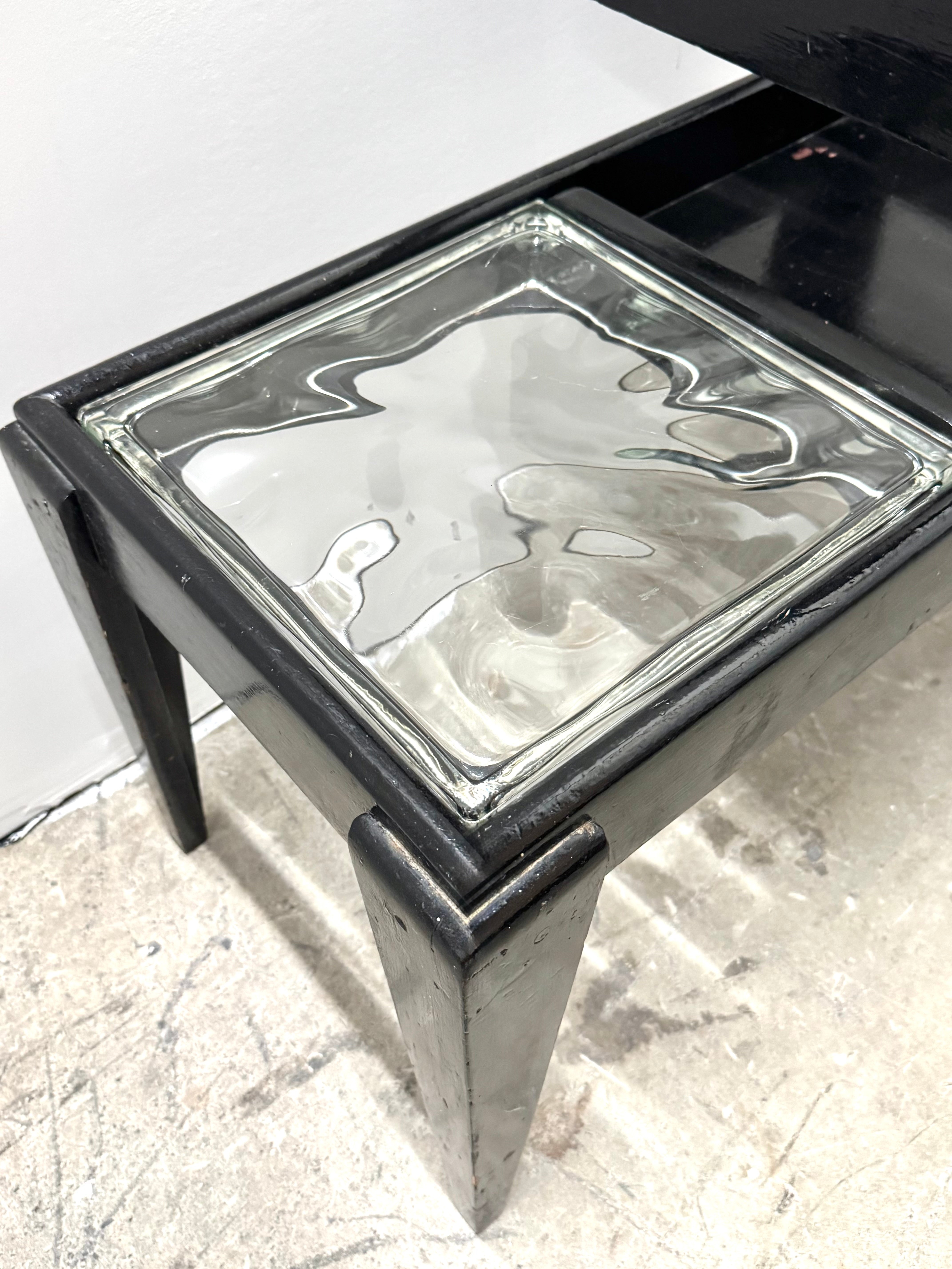 Industrial Loft Glass-block Side Table