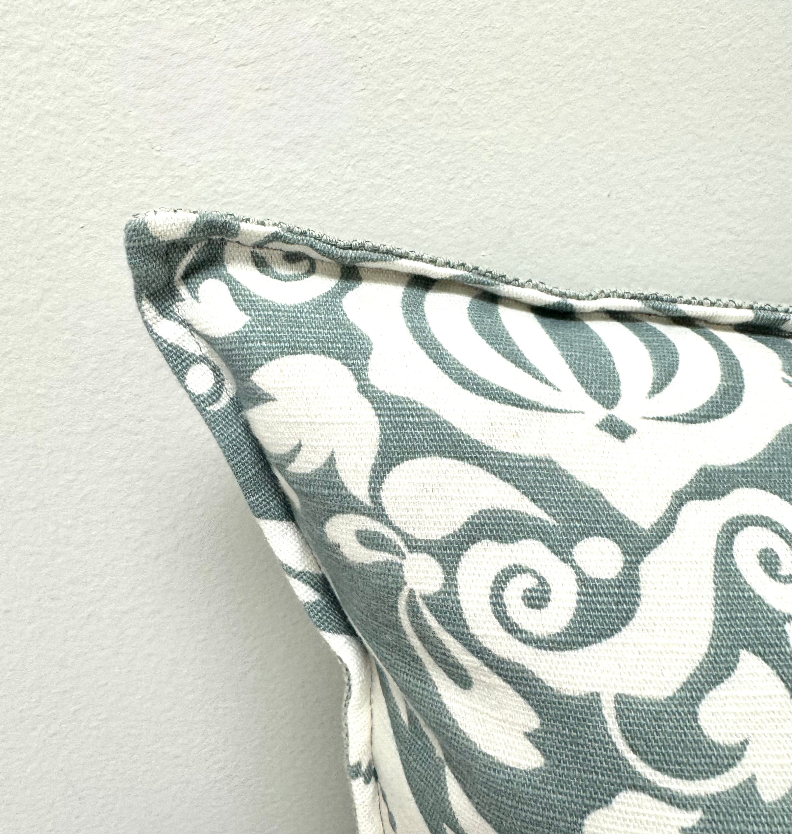 Light Sage & White Floral Medallion 20" Pillow