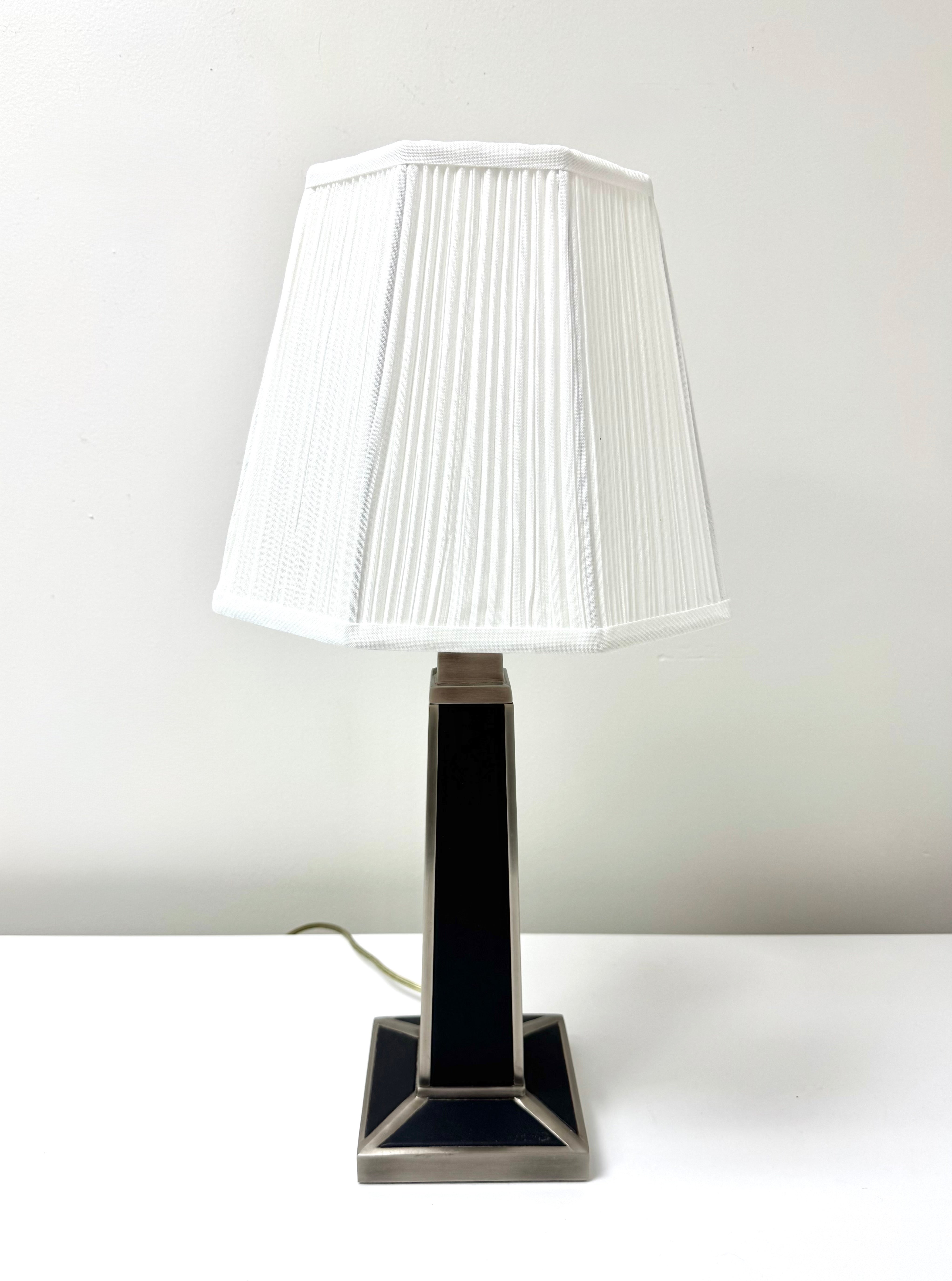 RESTORATION HARDWARE Black Leather Obelisk Lamp