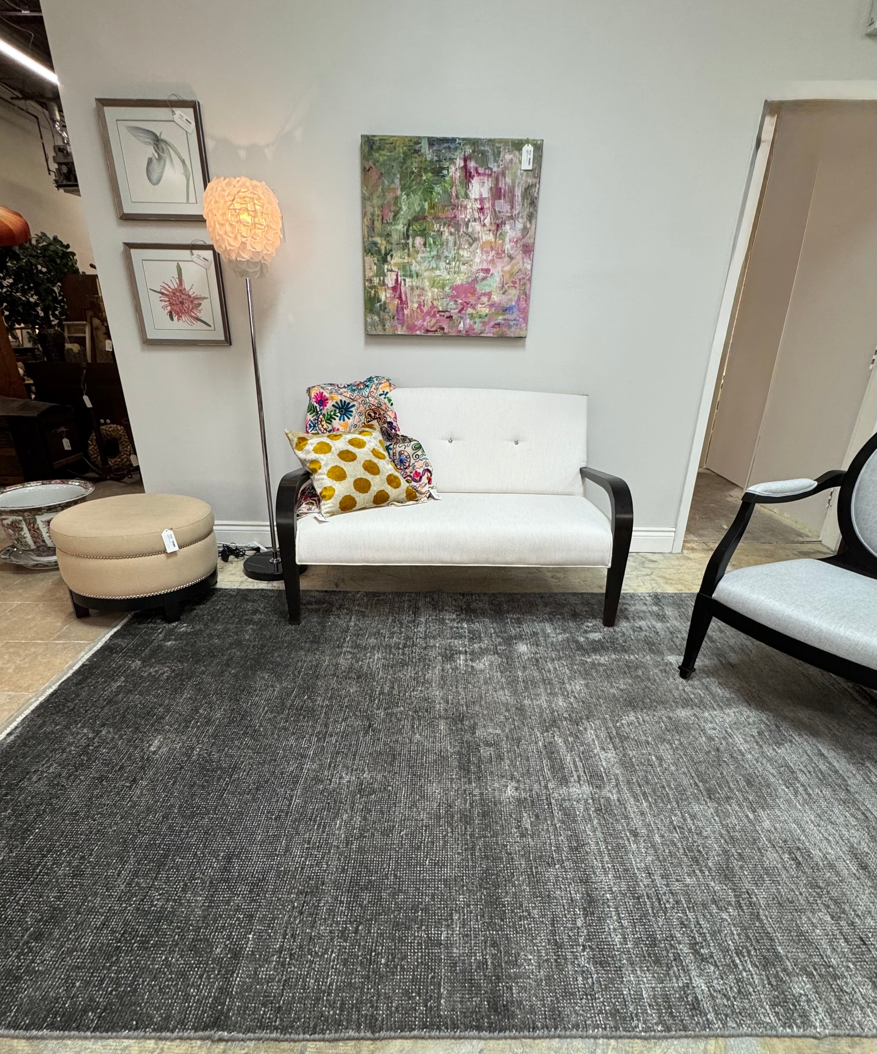 NEW! ELTE 'Midori' Graphite 6' x 9' Banana Silk Rug