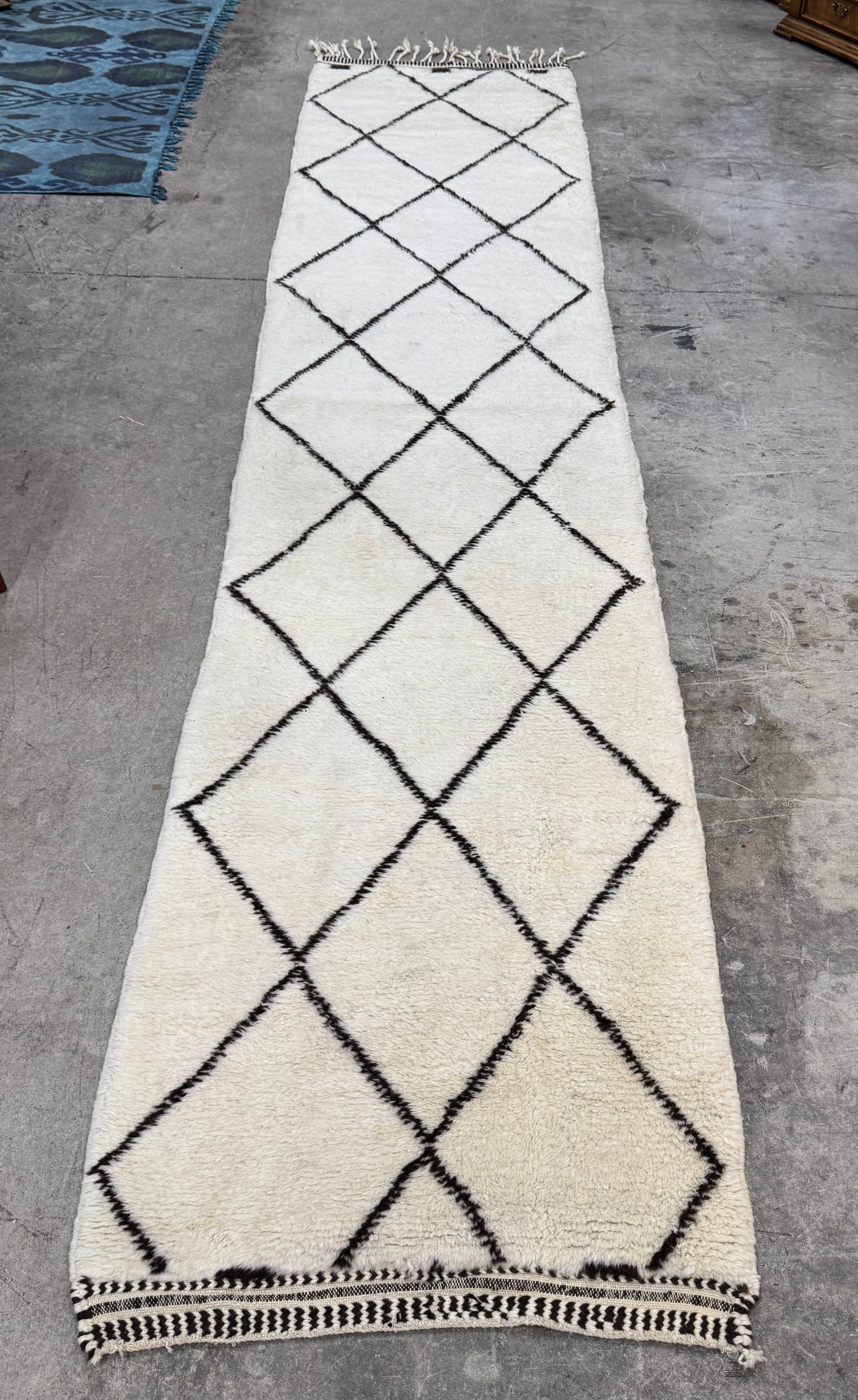 Moroccan Beni Ourain Ivory & Brown 3' x 15' Runner