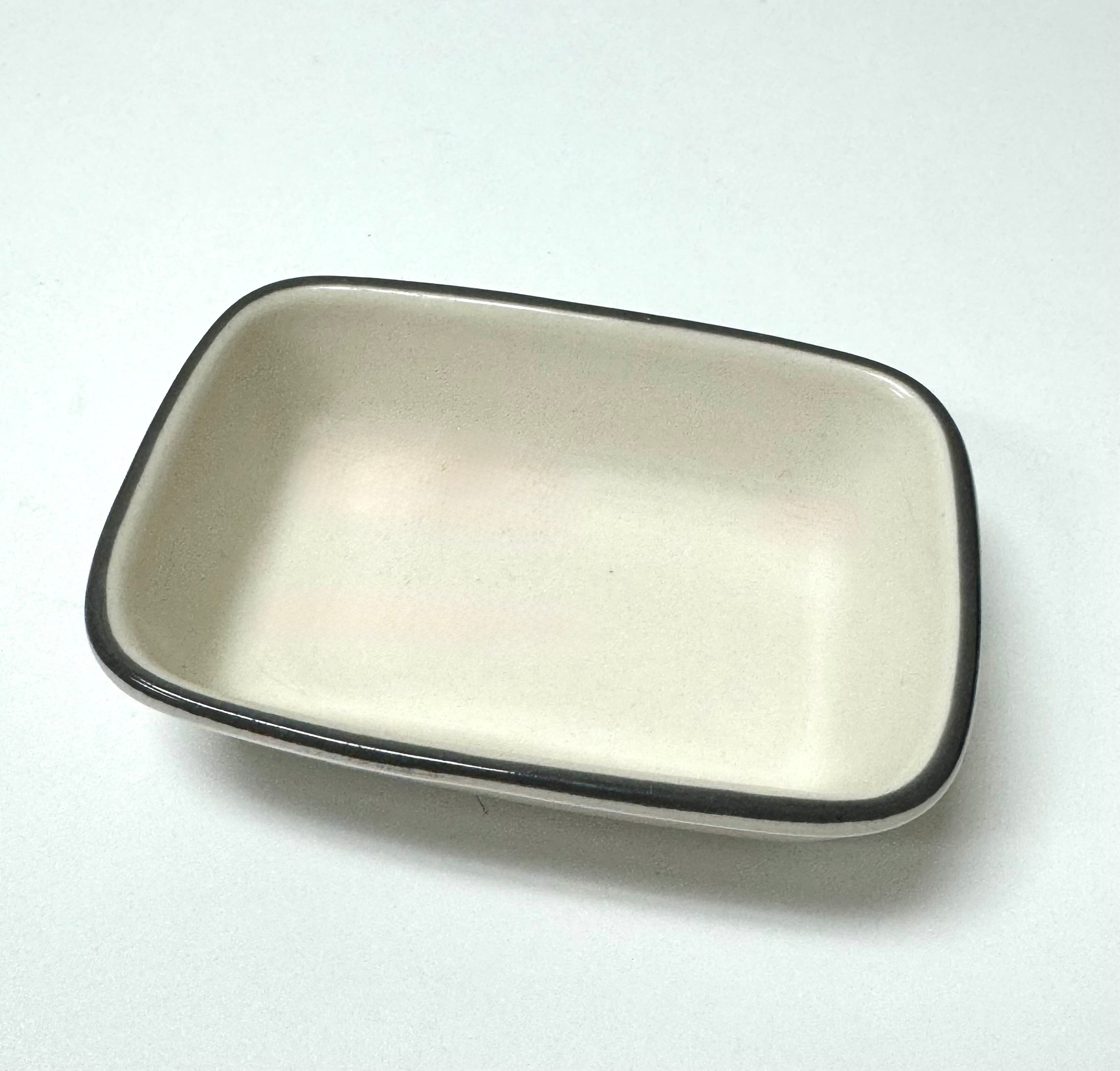 Small Cream Dish with Gray Rim