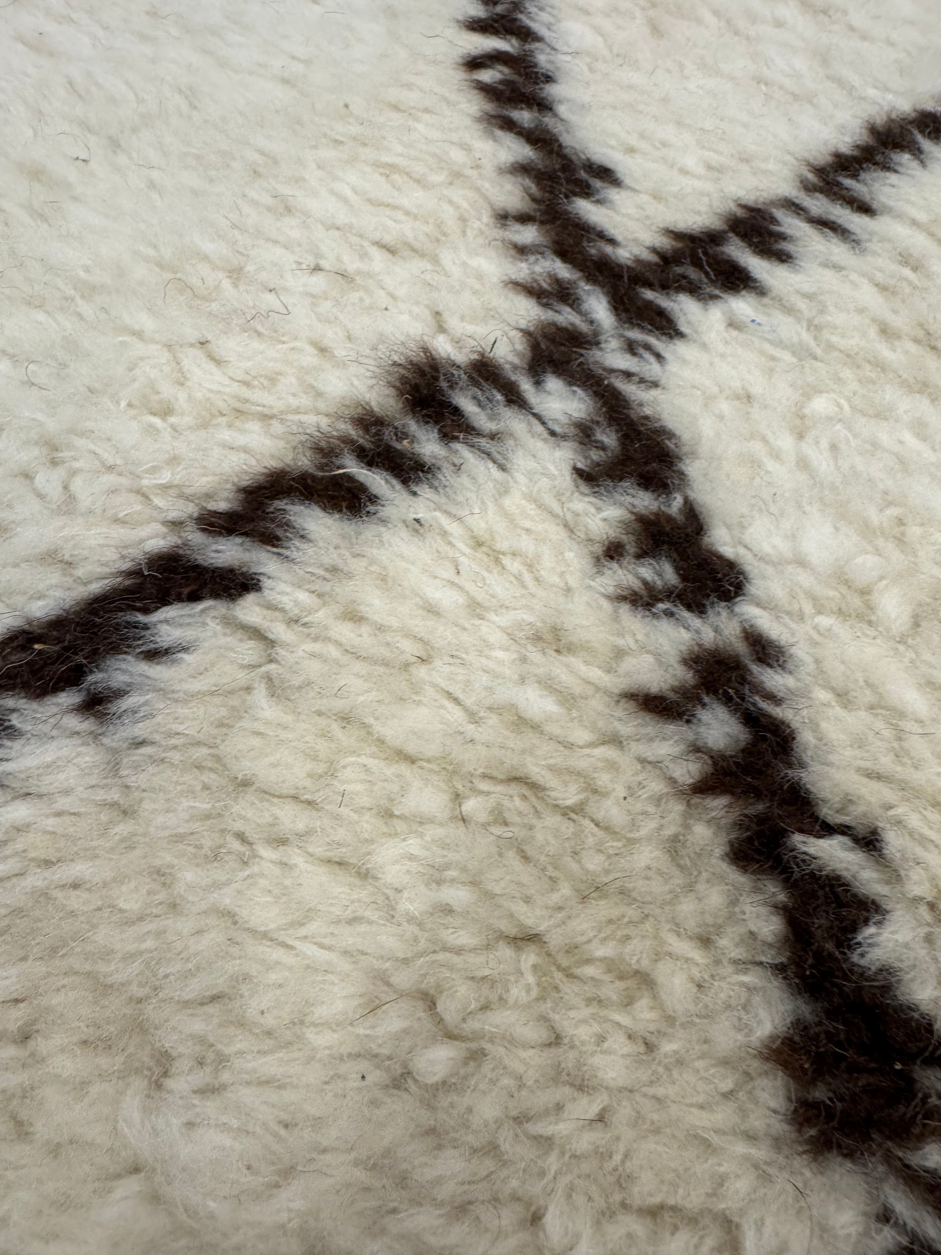 Moroccan Beni Ourain Ivory & Brown 3' x 15' Runner