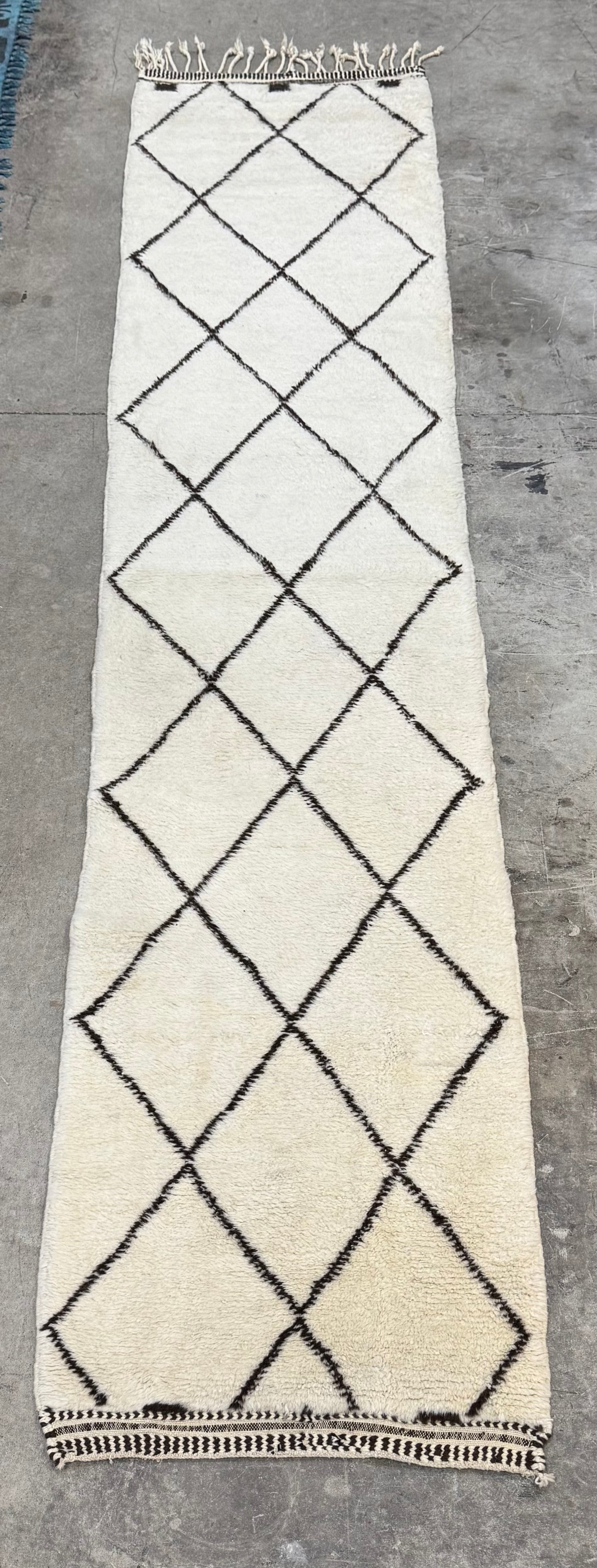 Moroccan Beni Ourain Ivory & Brown 3' x 15' Runner