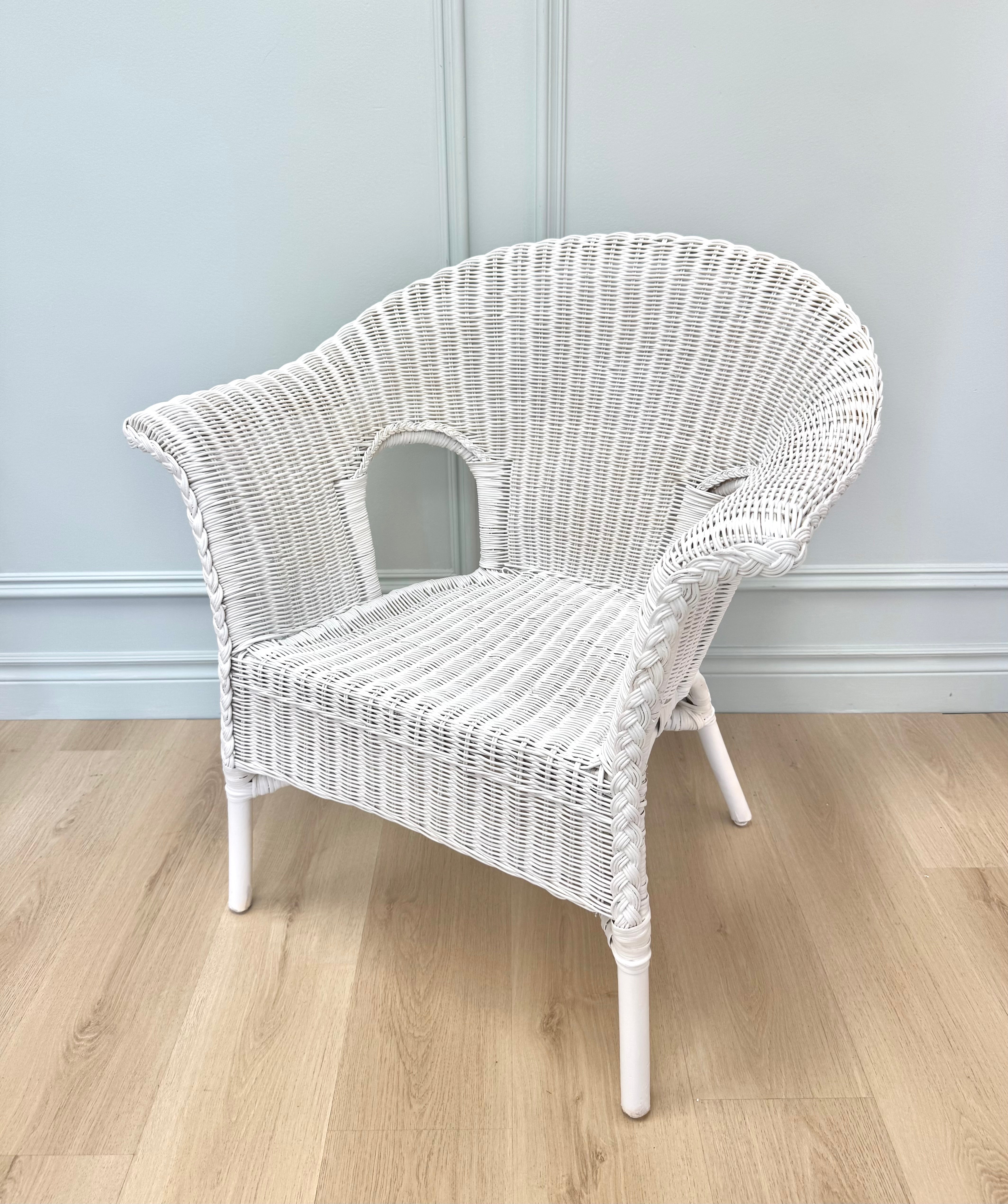 White Wicker Armchair