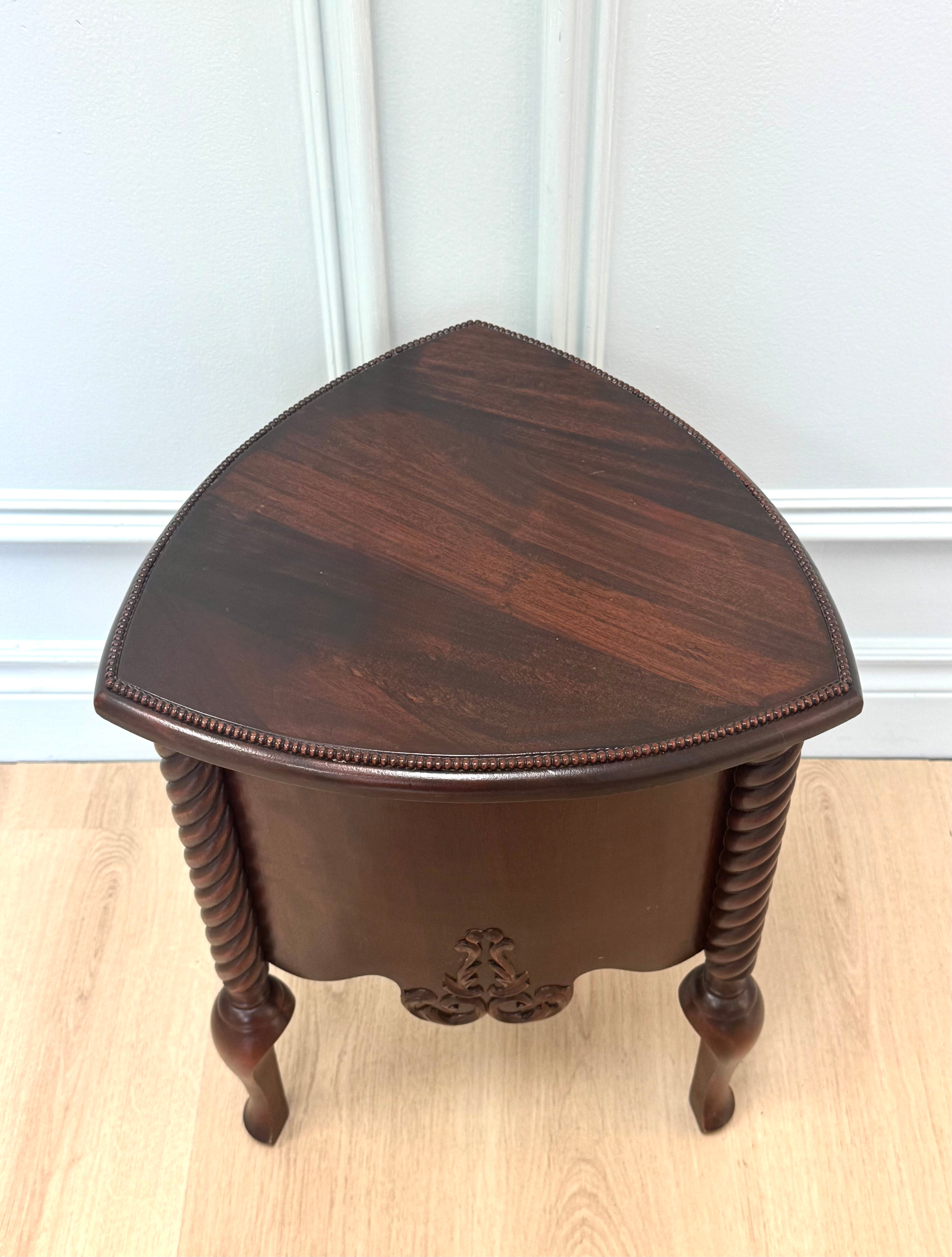 Carved Rope Twist Small Side Table