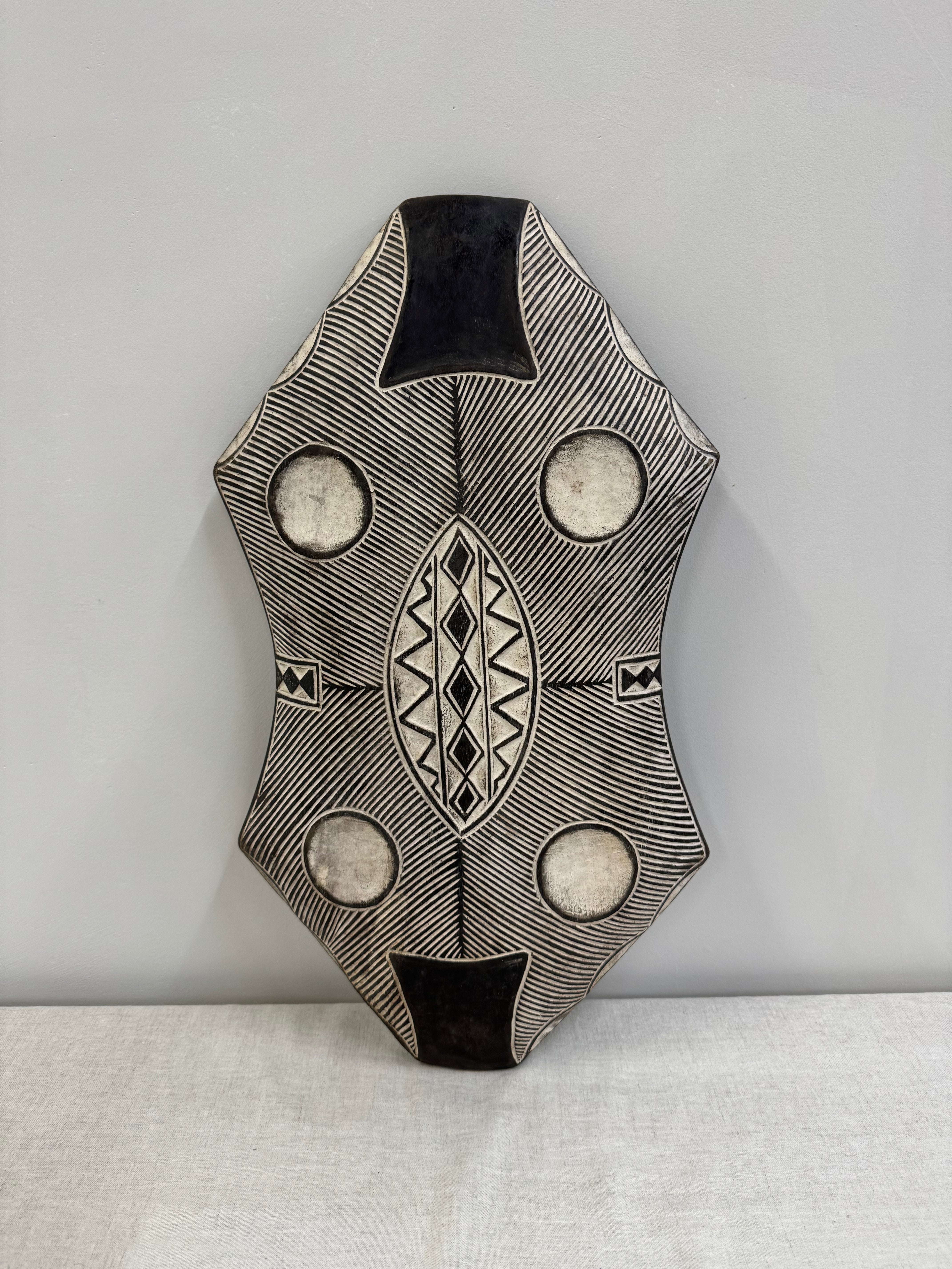 Vintage West African Hand-carved Shield