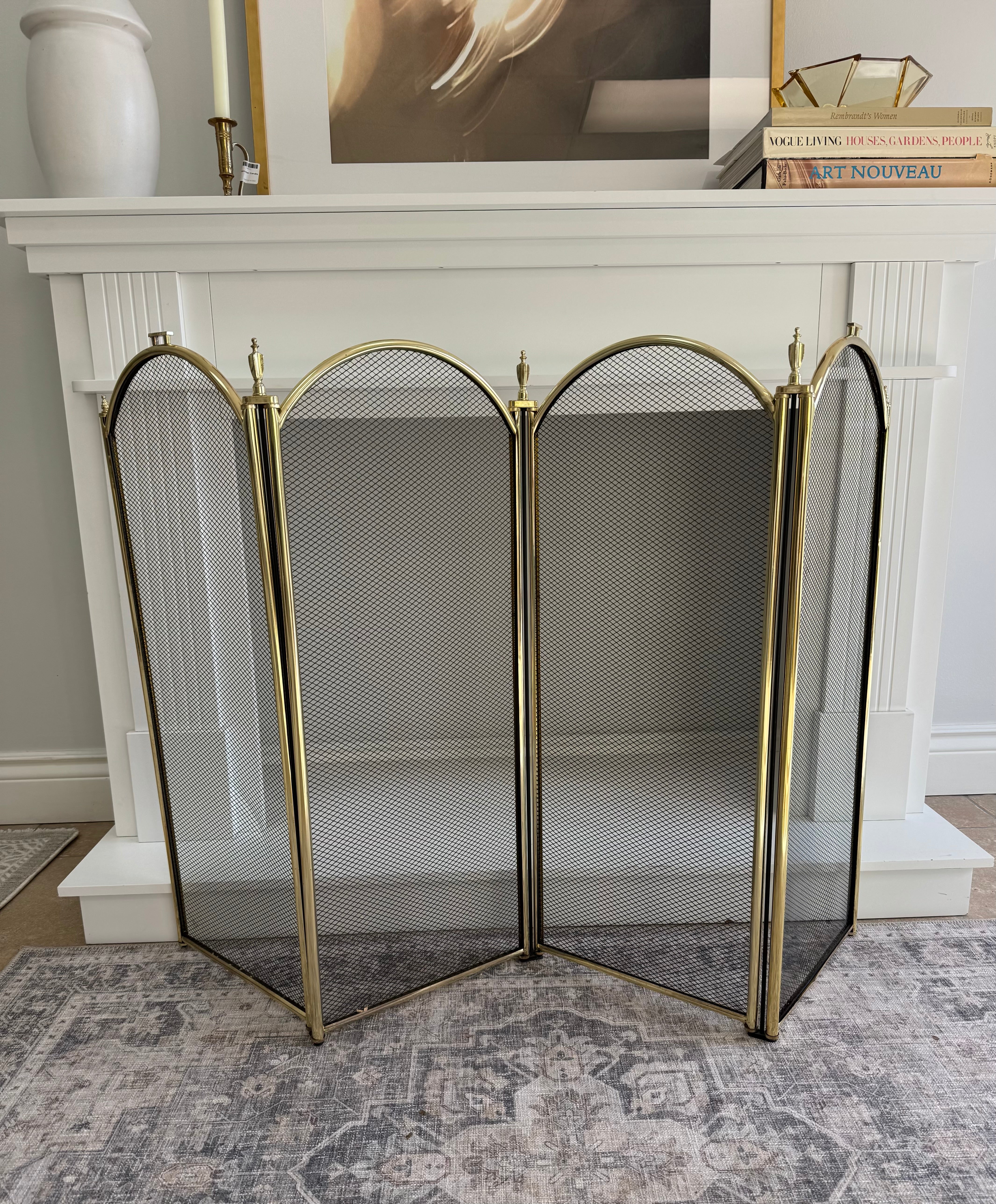 Vintage Brass Fireplace Screen