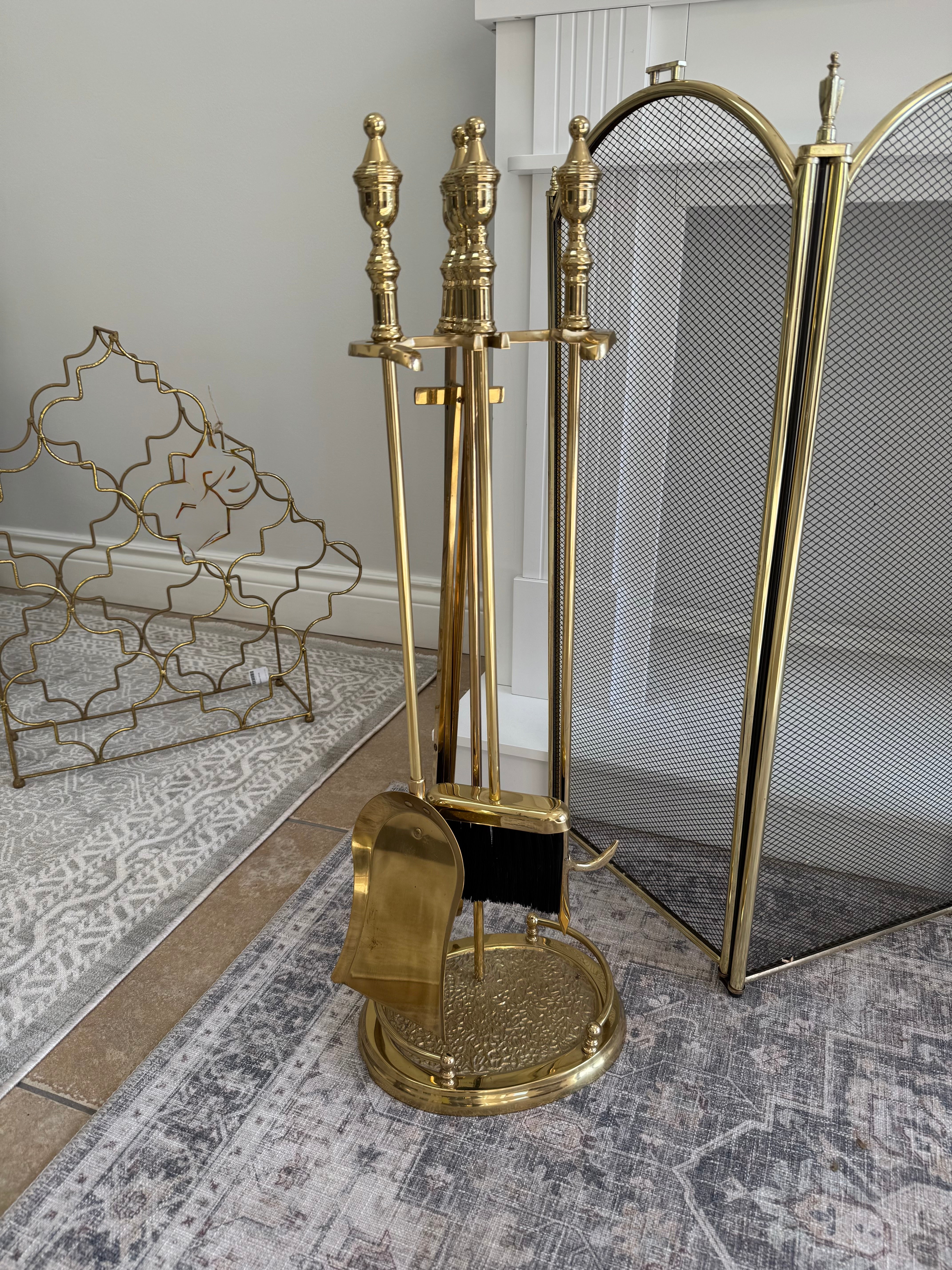 Vintage Brass Fireplace Tool Set