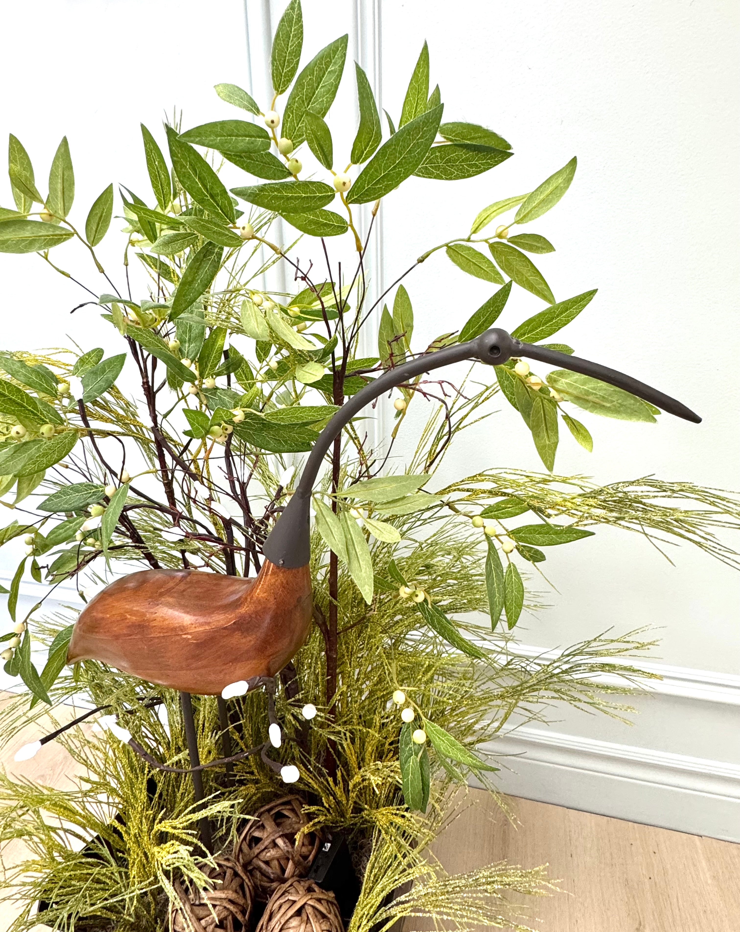NEW Pond Greenery with Wooden Bird & Pussywillow Lights