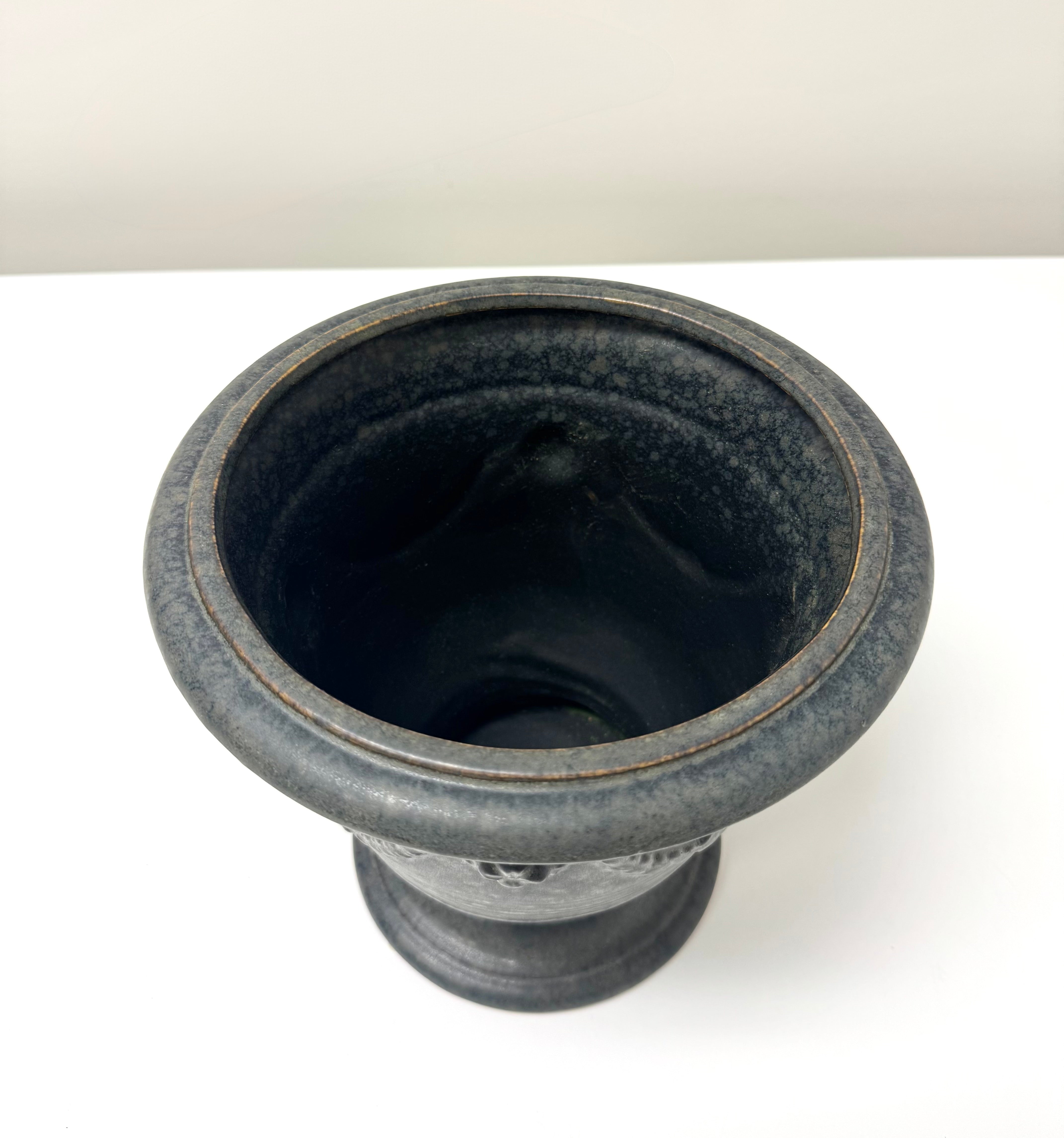 Dark Gray Ceramic Urn Pot