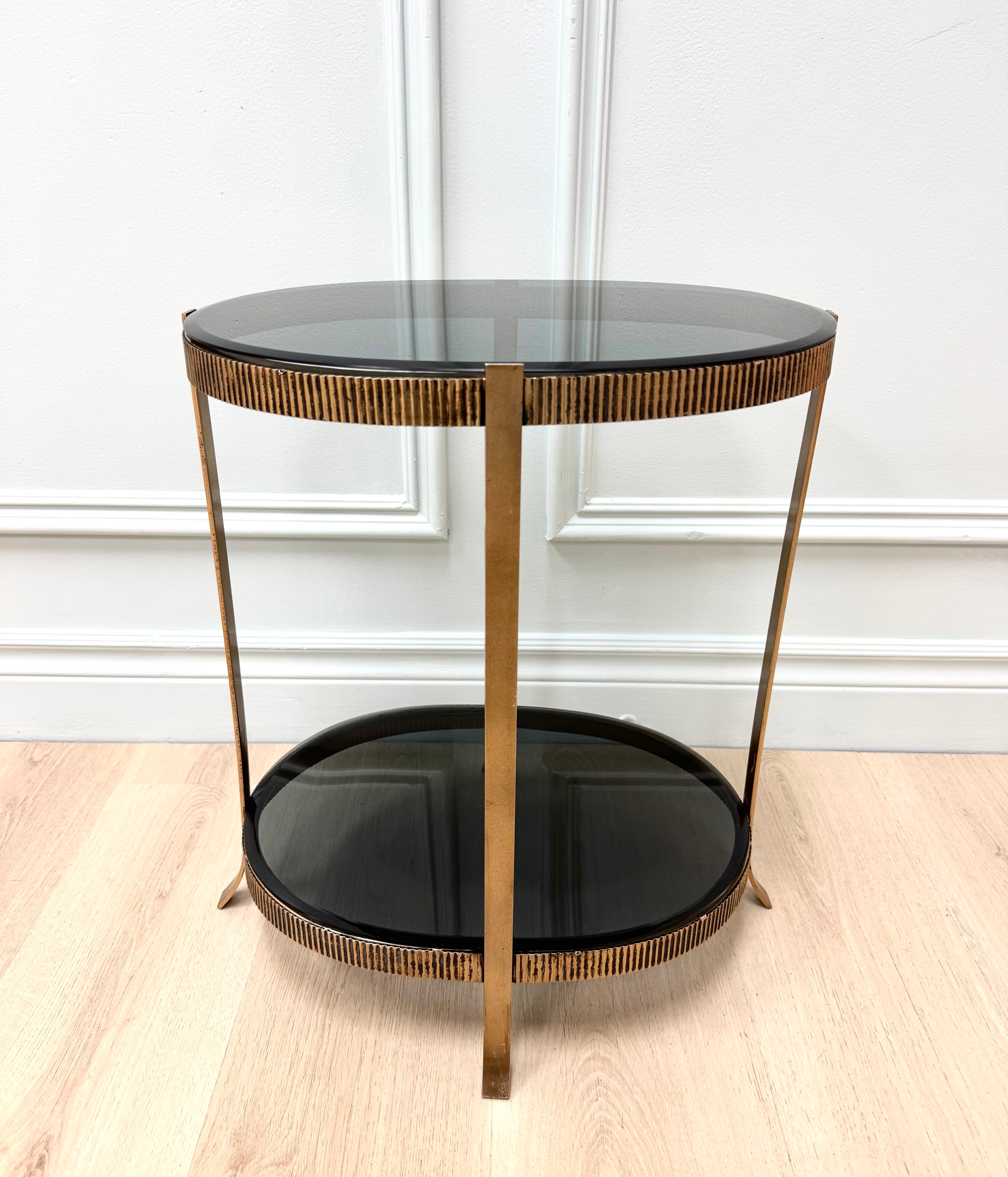 Aged Brass Fluted Side Table