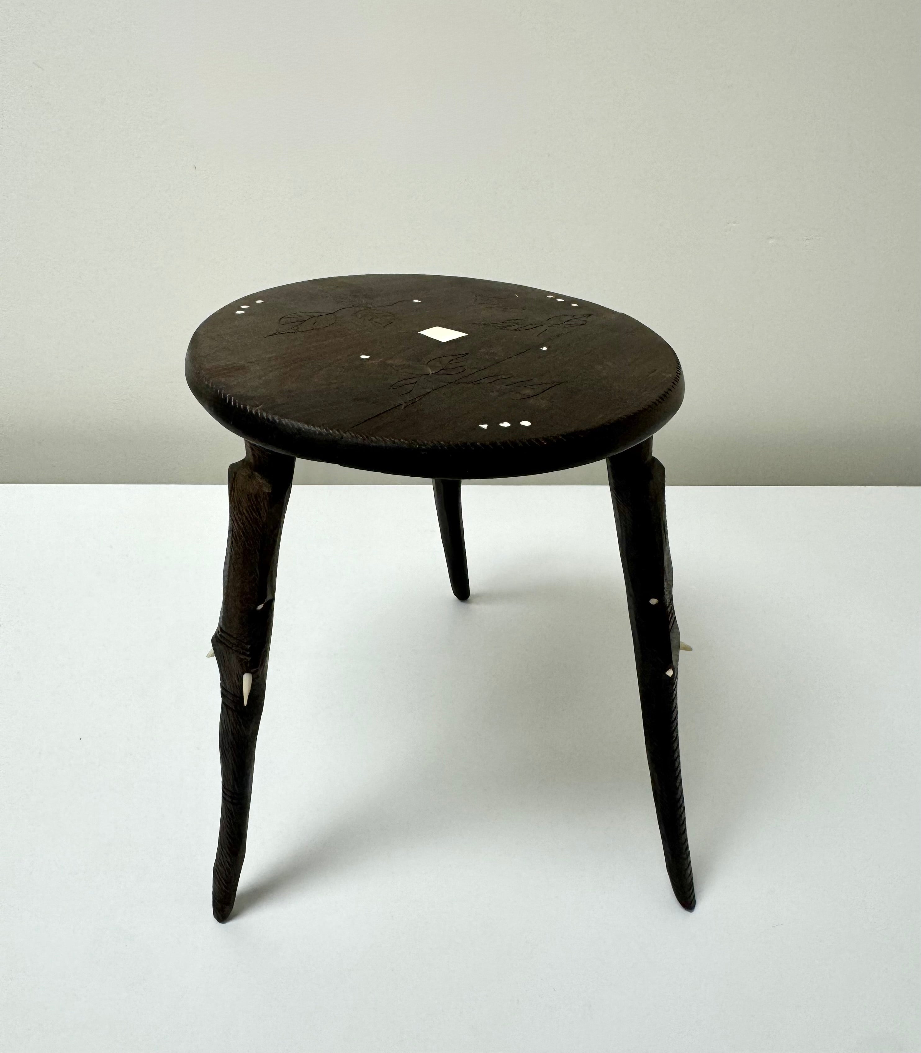 Vintage Hand-carved African Tripod Stool