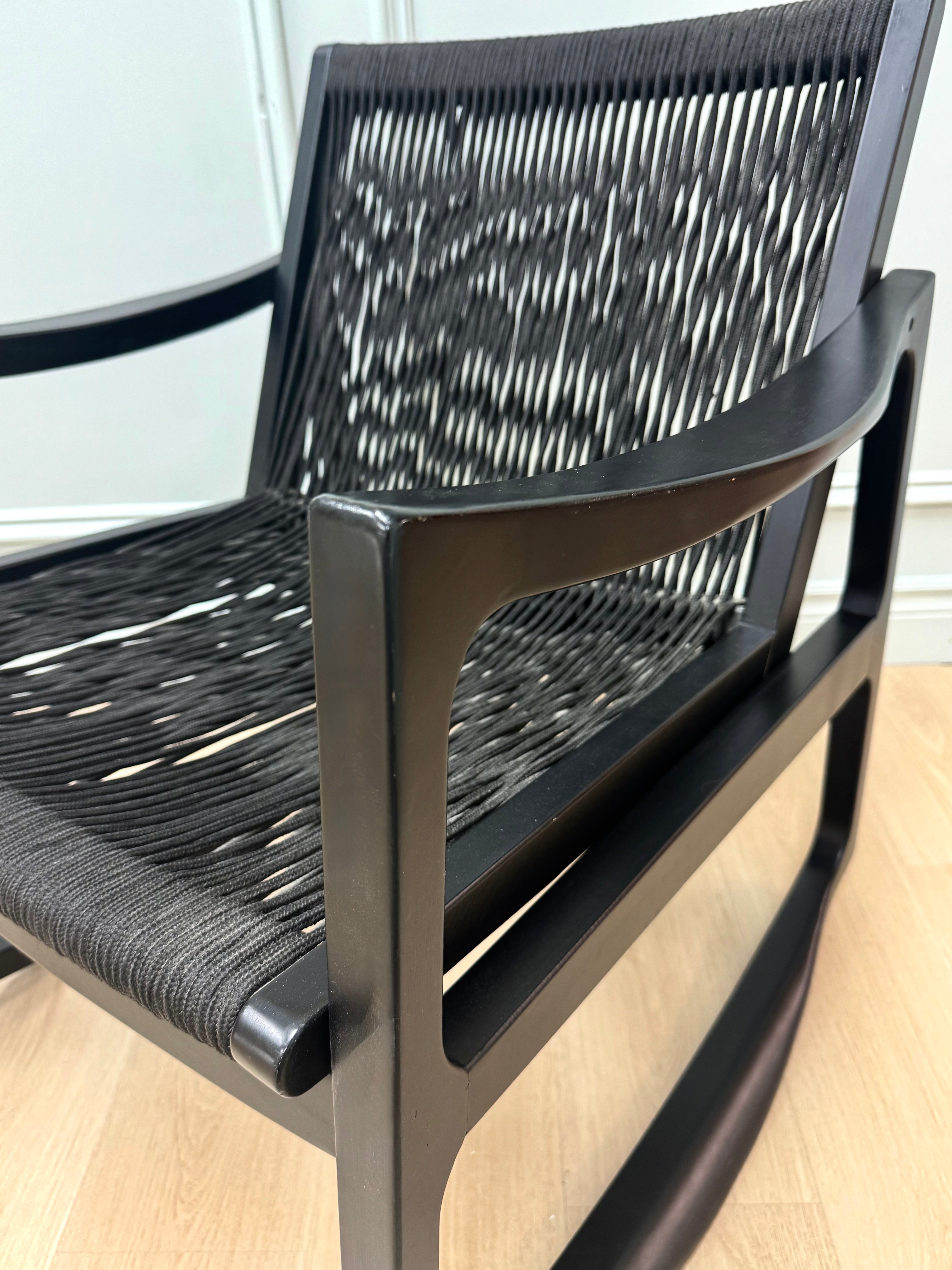 EUVIRA Black Woven Rope Rocking Chair