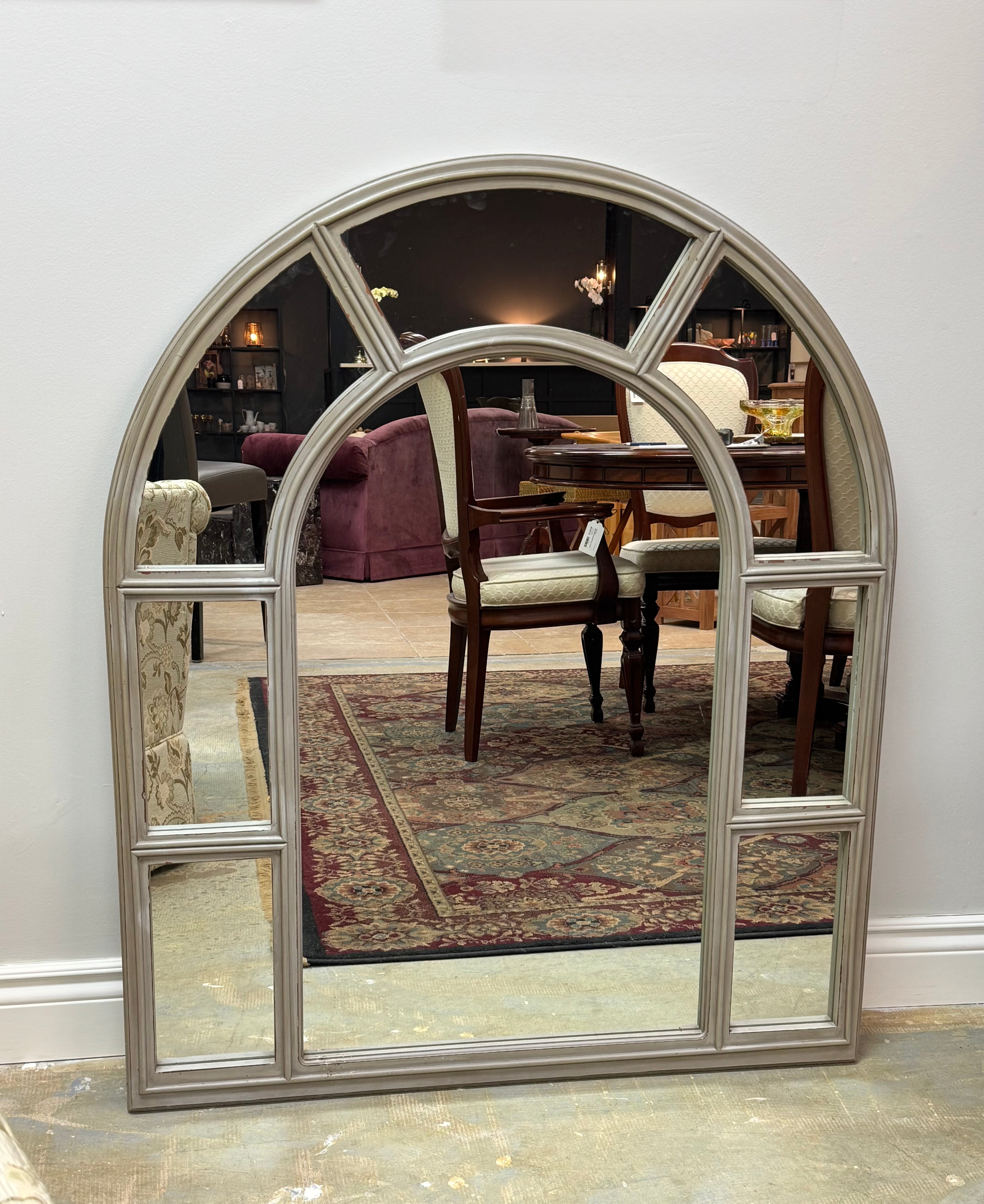 Distressed Gray Palladian Mirror